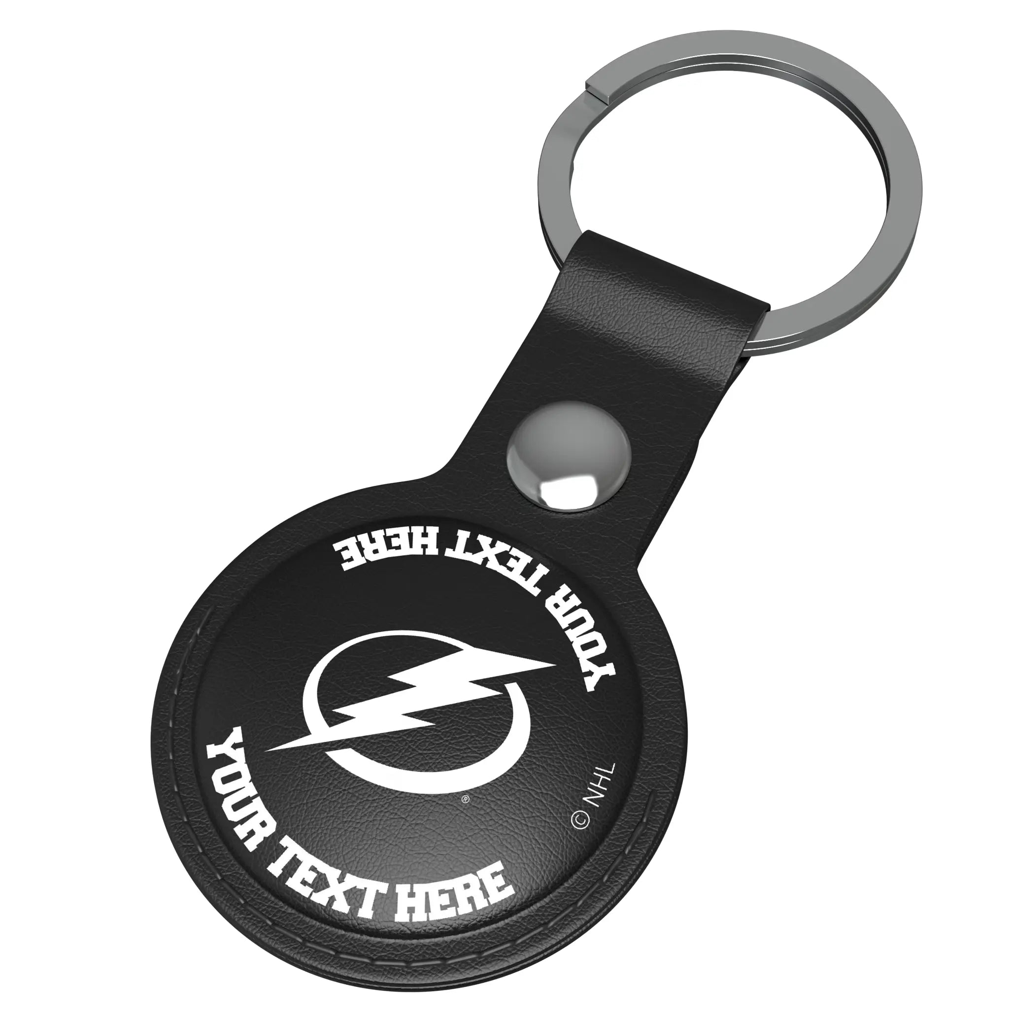 Tampa Bay Lightning Personalized Insignia AirTag Black Airtag Holder - Isometric View
