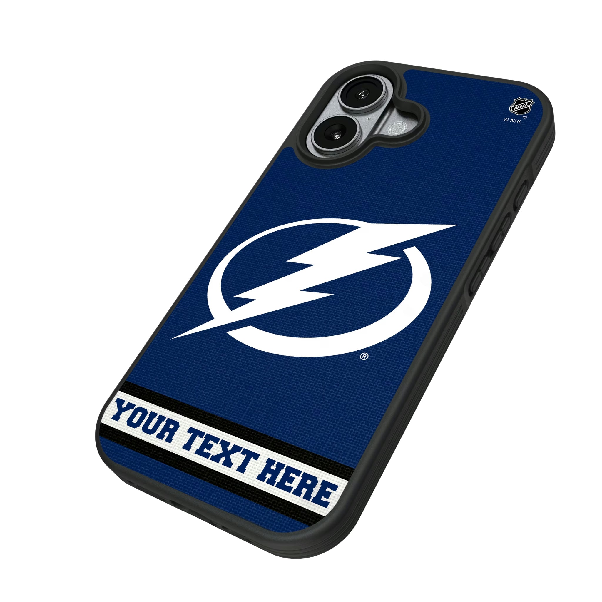 Tampa Bay Lightning Personalized Stripe iPhone Bump Phone Case for Apple iPhone - Isometric View#Device_iPhone 17