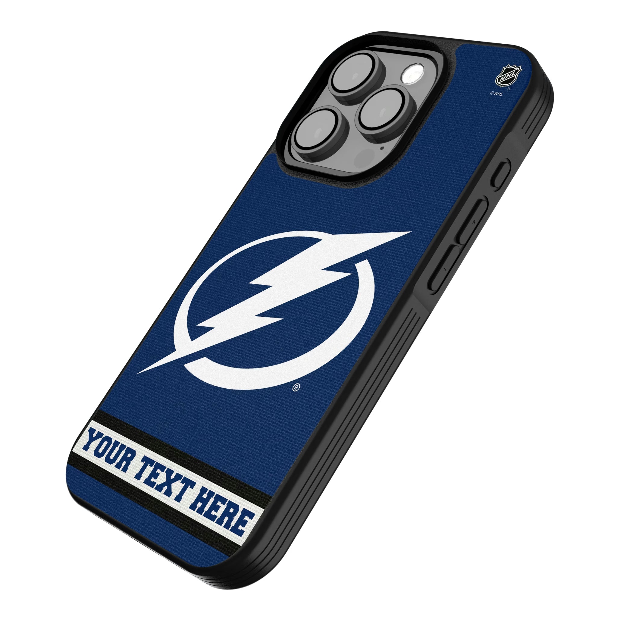 Tampa Bay Lightning Personalized Stripe iPhone Bump Phone Case for Apple iPhone - Isometric View