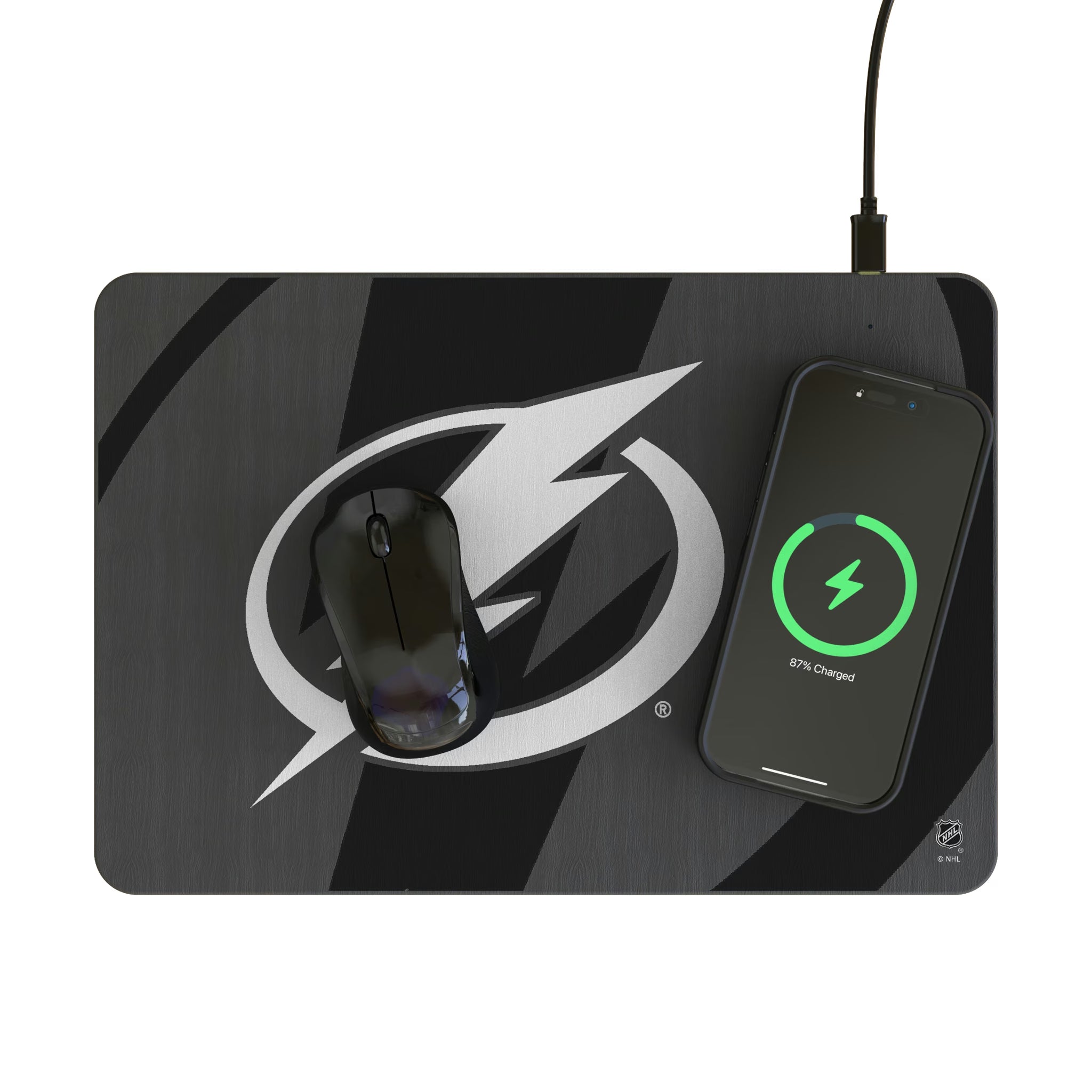 Tampa Bay Lightning Personalized Tilt 15-Watt Wireless Charger and Mouse Pad - Lifestyle