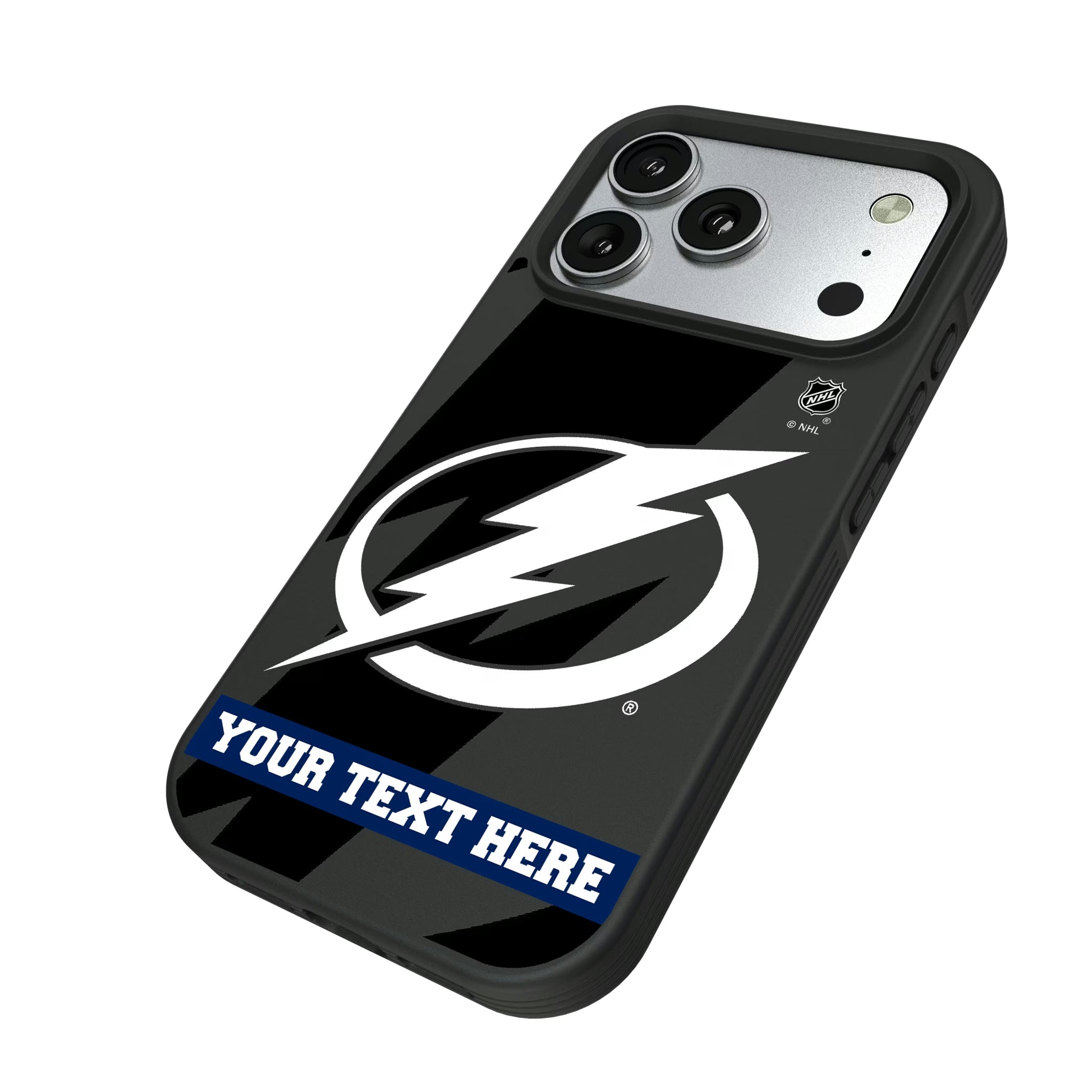 Tampa Bay Lightning Personalized Tilt iPhone Bump Phone Case for Apple iPhone - Isometric View#Device_iPhone 17 Pro