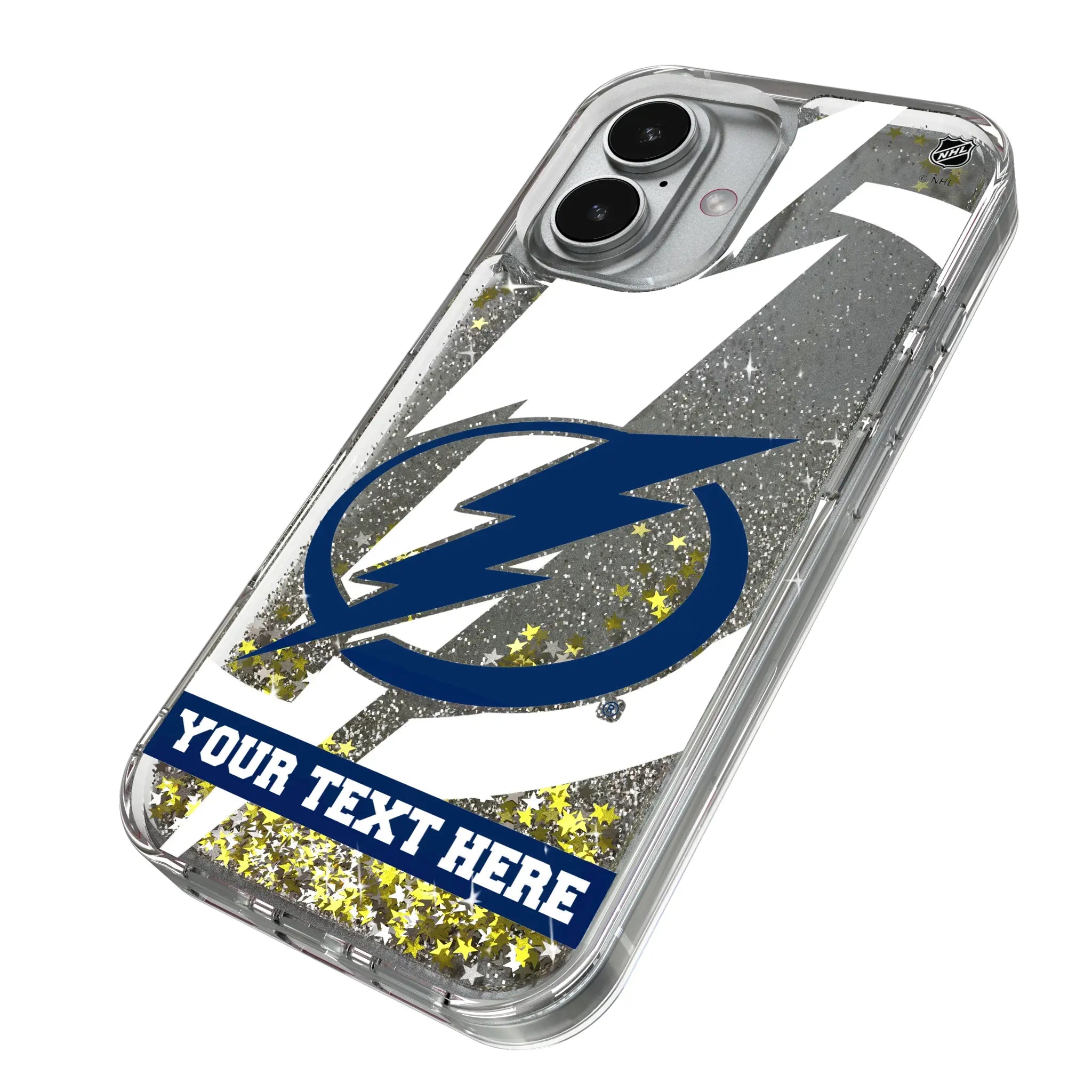 Tampa Bay Lightning Personalized Tilt iPhone Glitter Phone Case for Apple iPhone - Isometric View