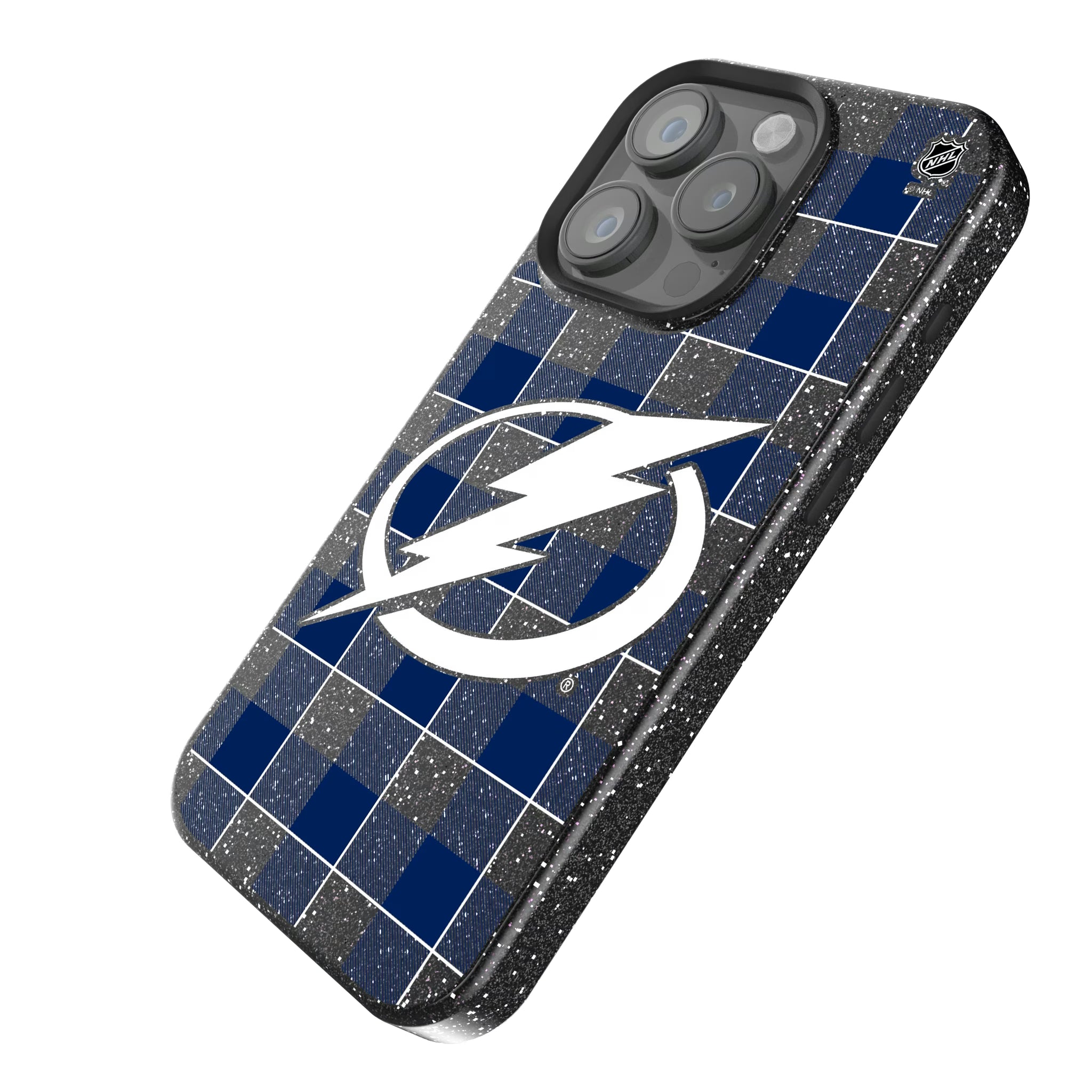 Tampa Bay Lightning Plaid iPhone Bling Phone Case for Apple iPhone - Isometric View