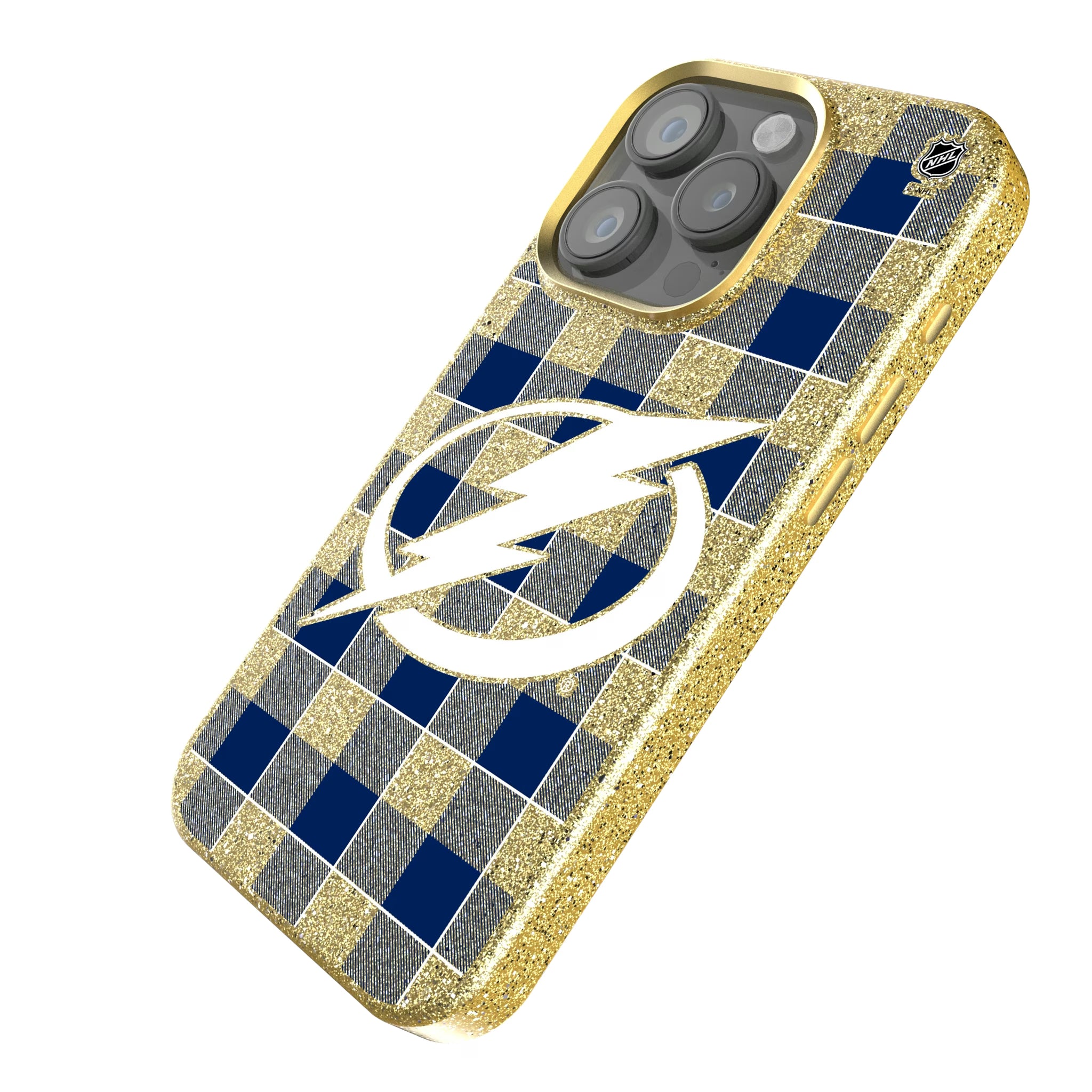 Tampa Bay Lightning Plaid iPhone Bling Phone Case for Apple iPhone - Isometric View