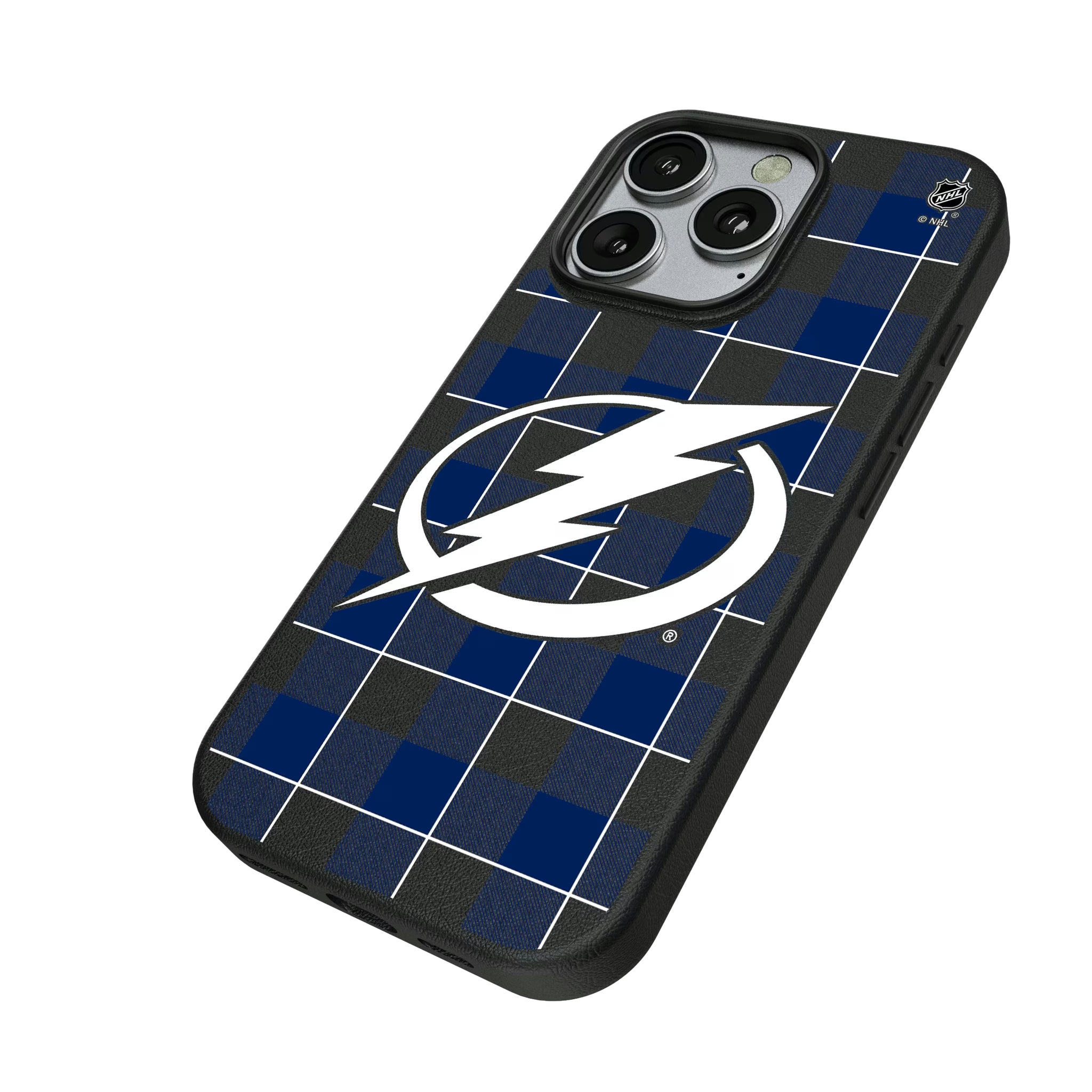 Tampa Bay Lightning Plaid iPhone MagSafe Compatible Phone Case for Apple iPhone - Isometric View