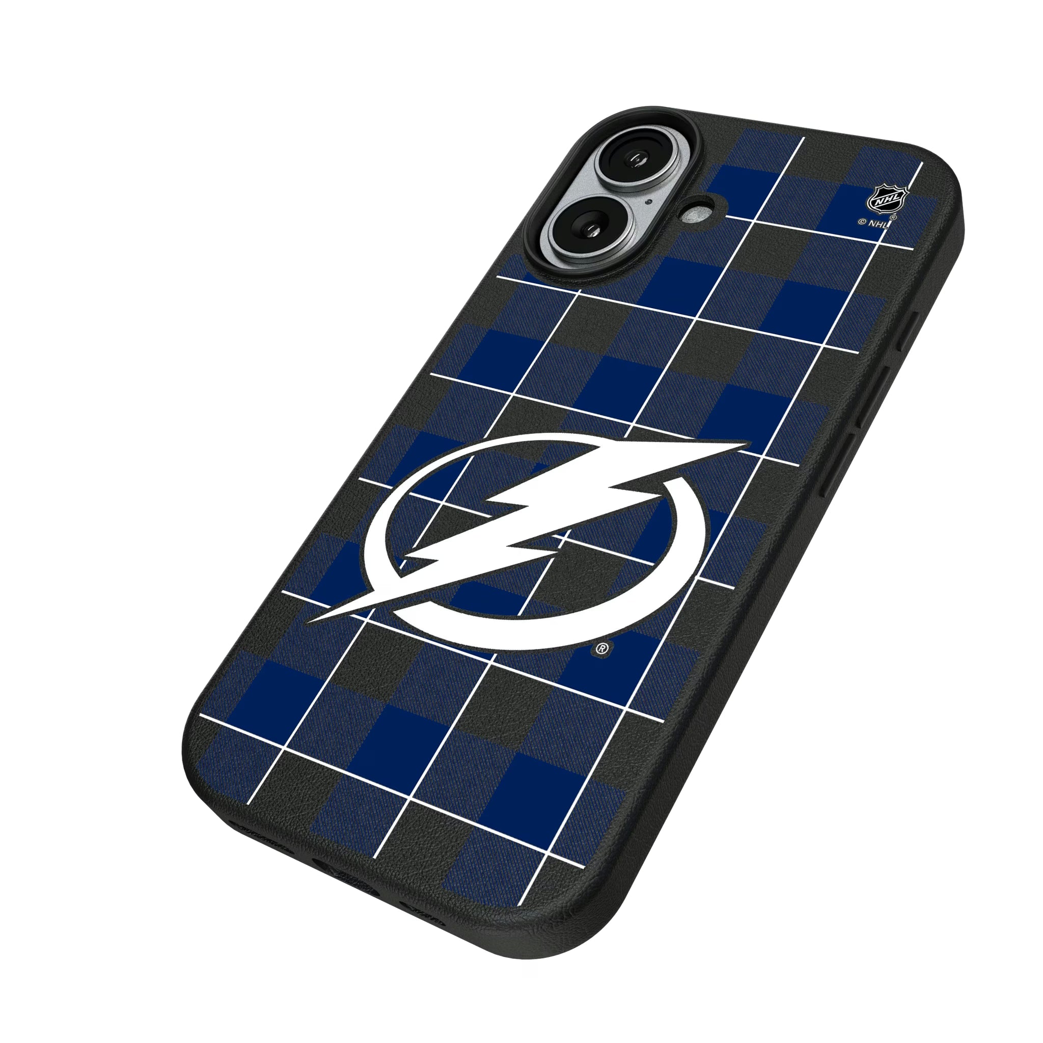 Tampa Bay Lightning Plaid iPhone MagSafe Compatible Phone Case for Apple iPhone - Isometric View#Device_iPhone 17