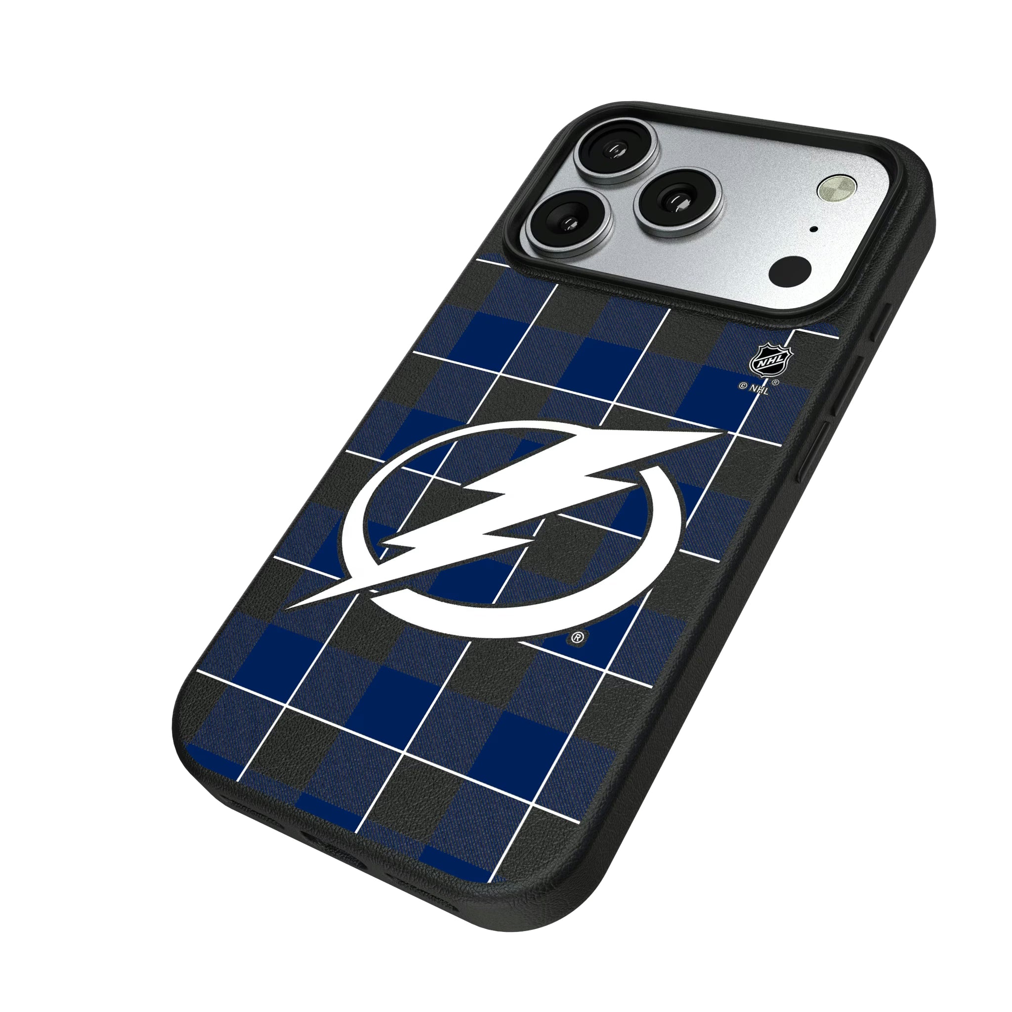 Tampa Bay Lightning Plaid iPhone MagSafe Compatible Phone Case for Apple iPhone - Isometric View#Device_iPhone 17 Pro