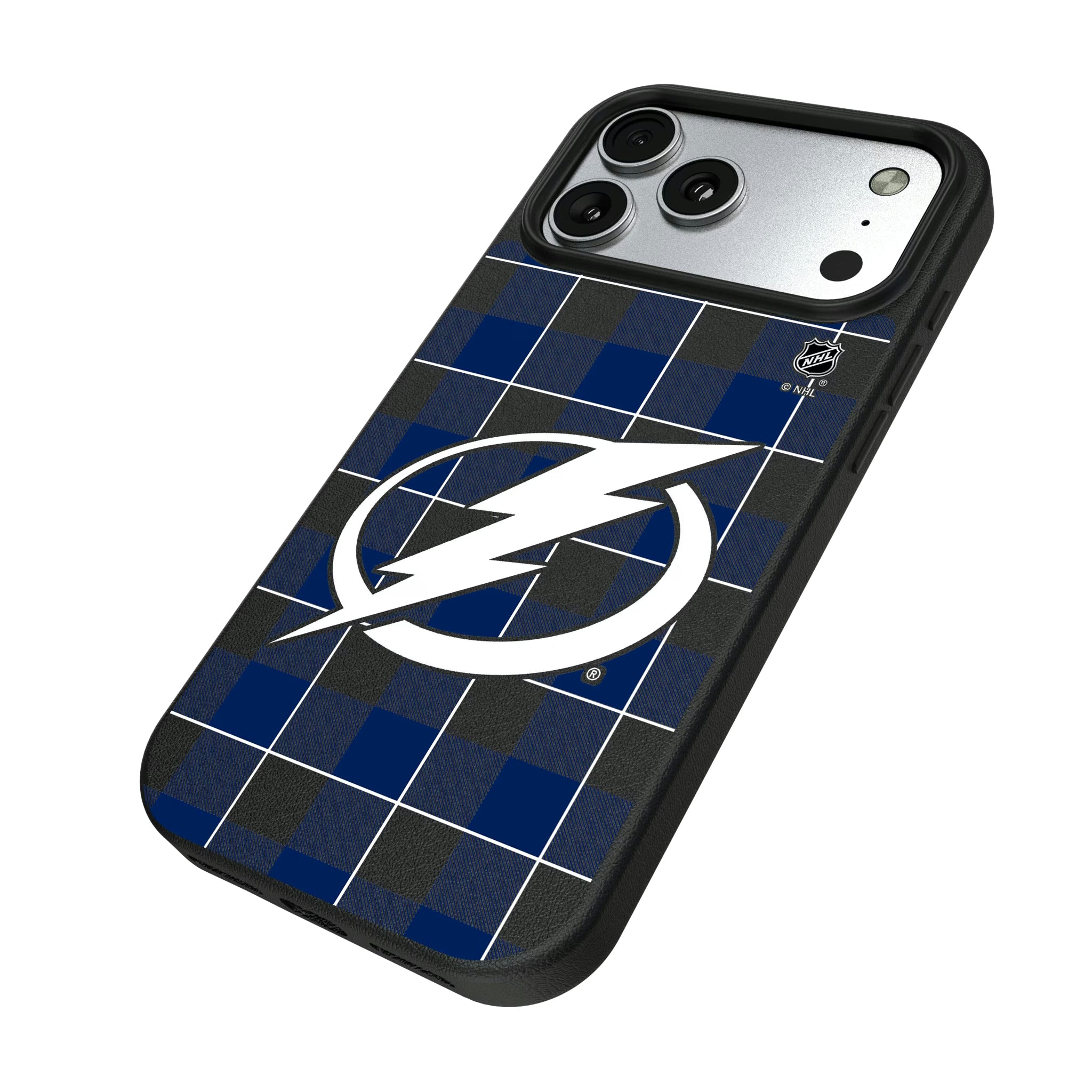 Tampa Bay Lightning Plaid iPhone MagSafe Compatible Phone Case for Apple iPhone - Isometric View#Device_iPhone 17 Pro Max
