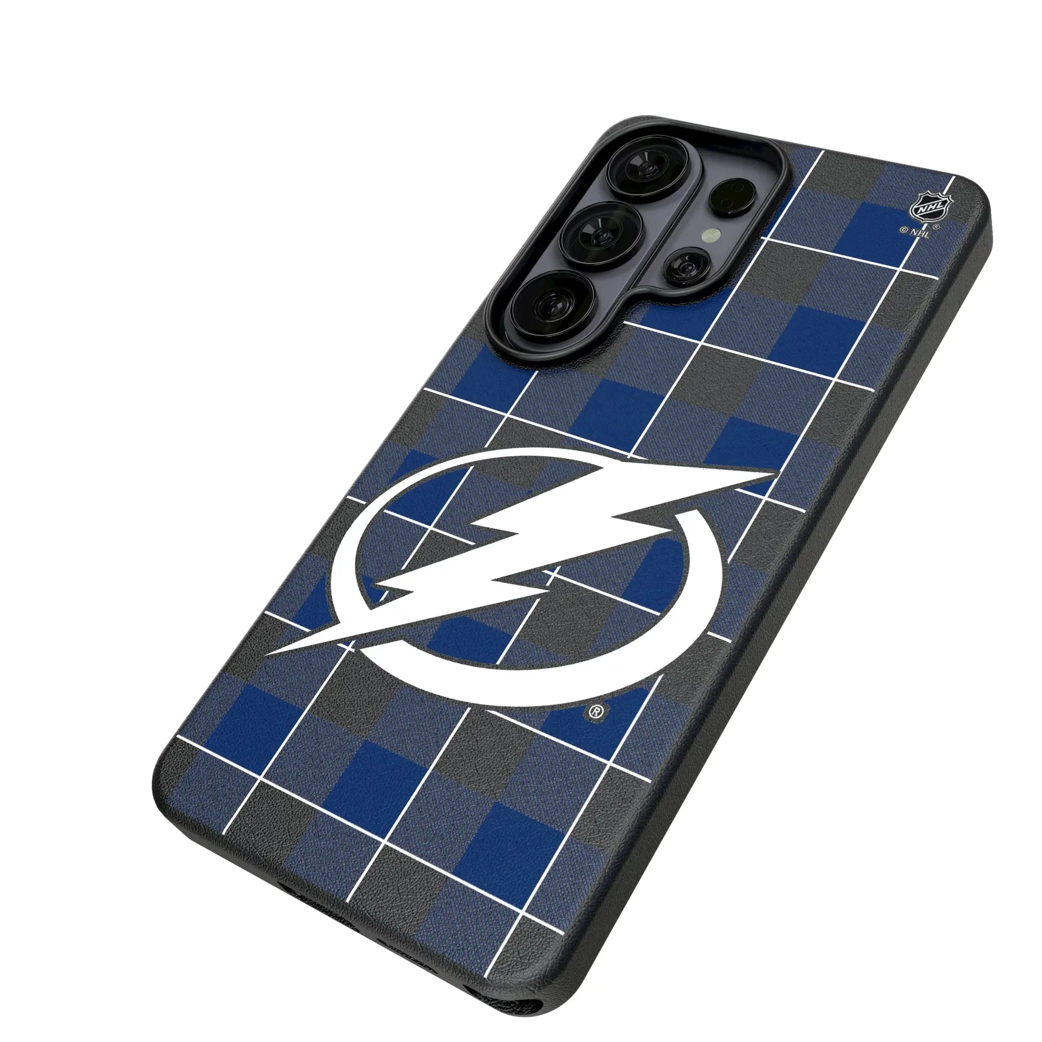 Tampa Bay Lightning Plaid Galaxy MagSafe Compatible Phone Case for Samsung Galaxy - Isometric View#Device_Galaxy S26 Ultra