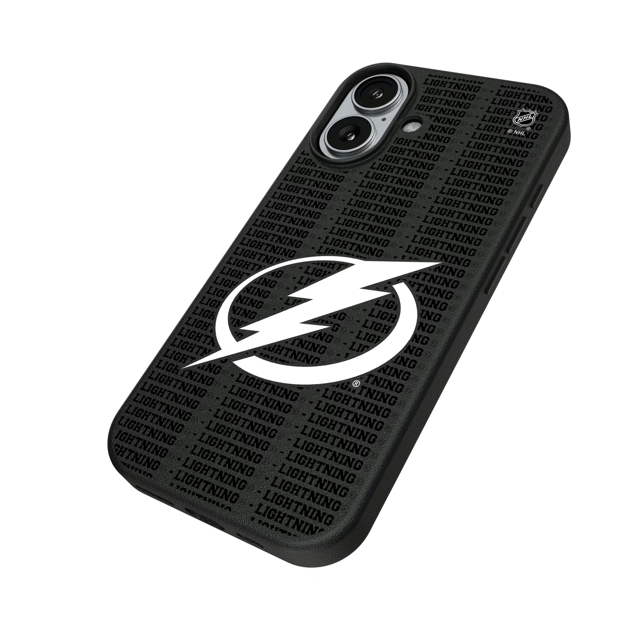 Tampa Bay Lightning Text Backdrop iPhone MagSafe Compatible Phone Case for Apple iPhone - Isometric View#Device_iPhone 17