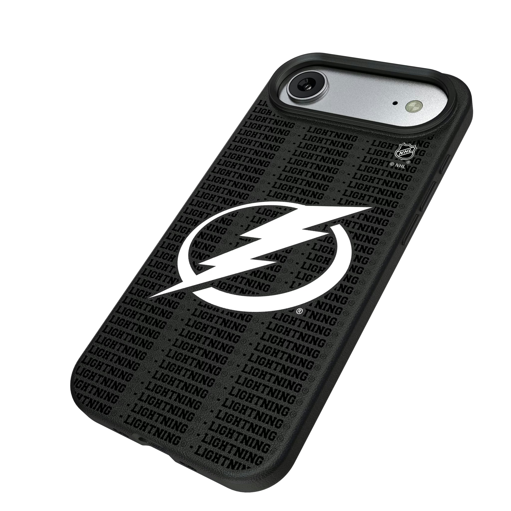 Tampa Bay Lightning Text Backdrop iPhone MagSafe Compatible Phone Case for Apple iPhone - Isometric View#Device_iPhone Air
