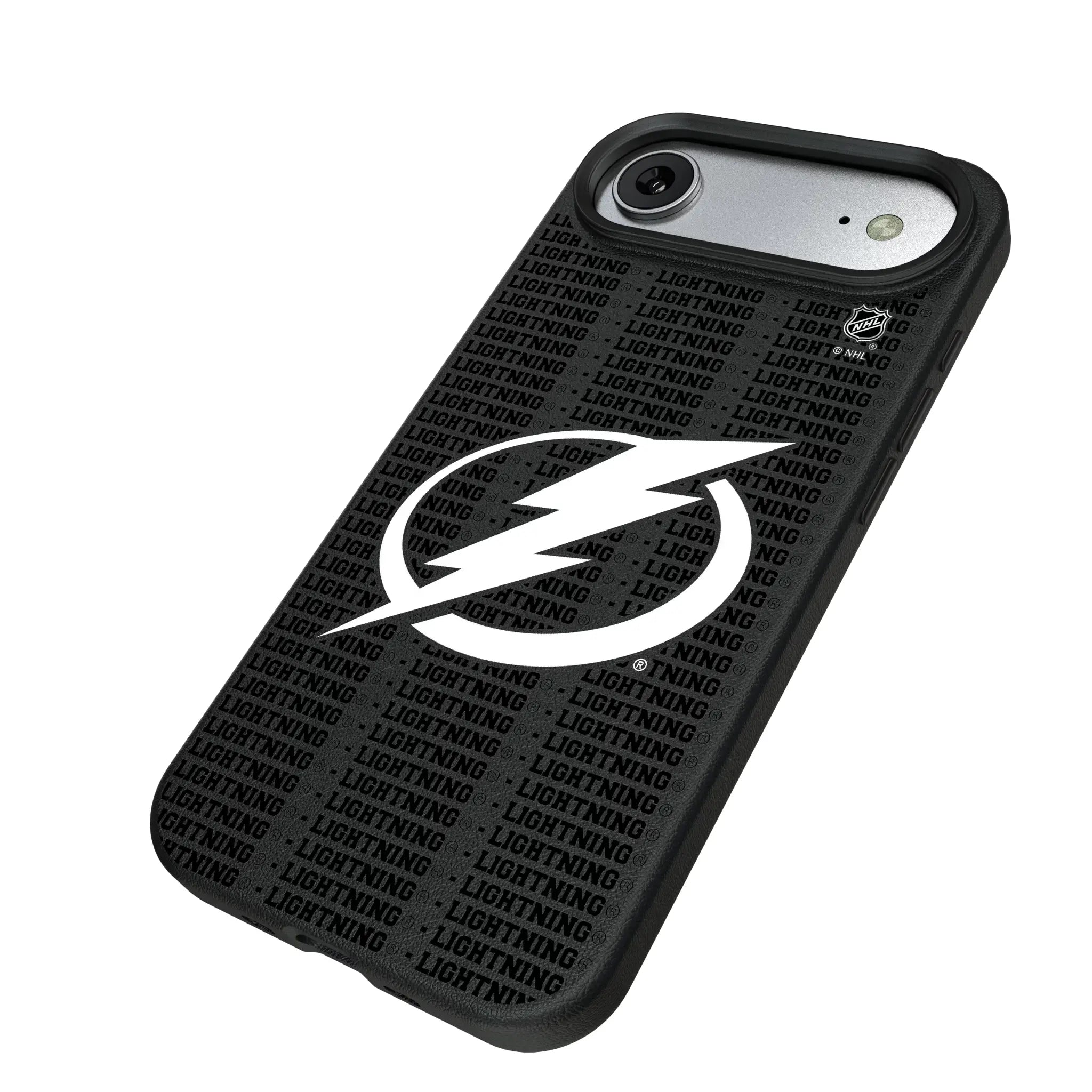 Tampa Bay Lightning Text Backdrop iPhone MagSafe Compatible Phone Case for Apple iPhone - Isometric View#Device_iPhone Air