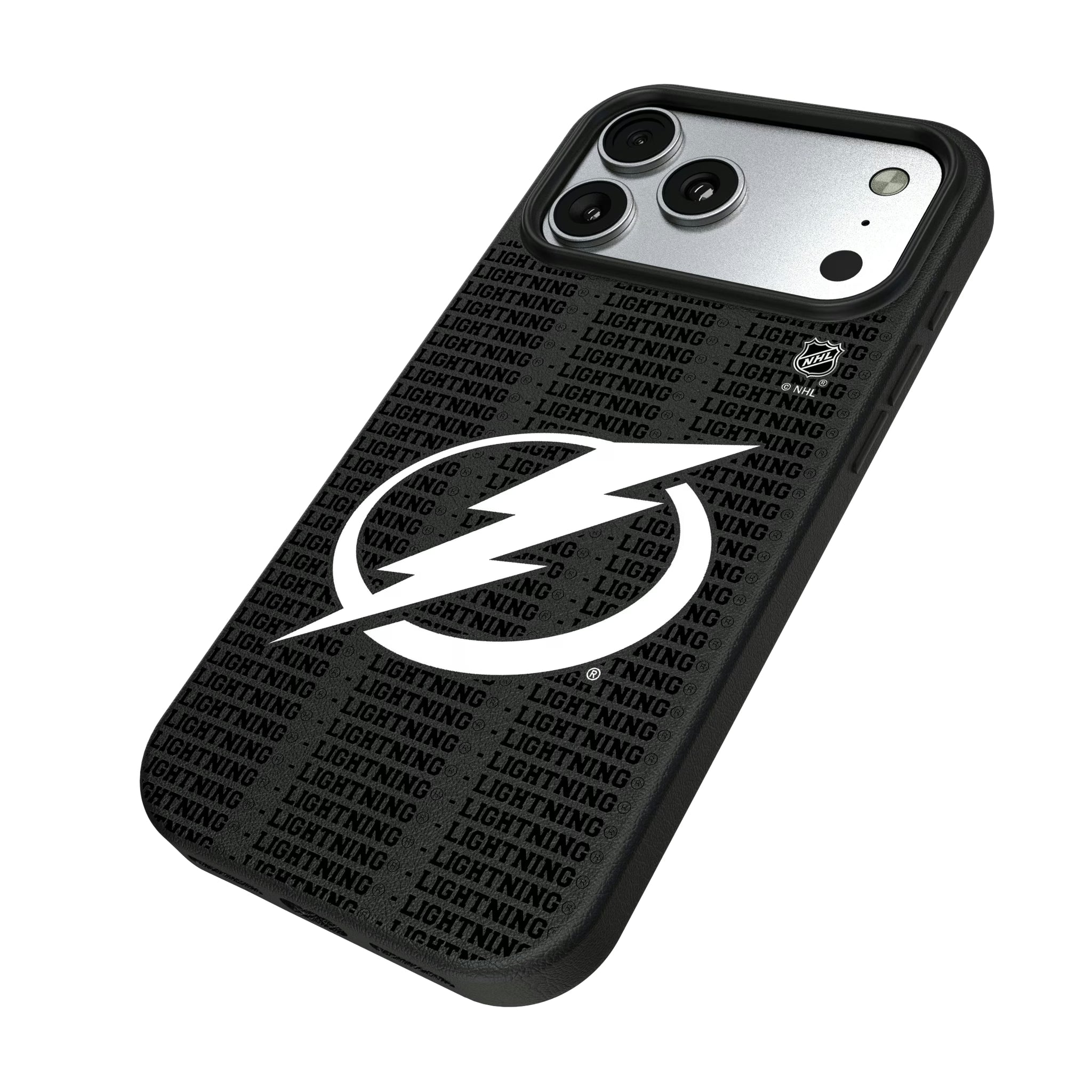 Tampa Bay Lightning Text Backdrop iPhone MagSafe Compatible Phone Case for Apple iPhone - Isometric View#Device_iPhone 17 Pro Max