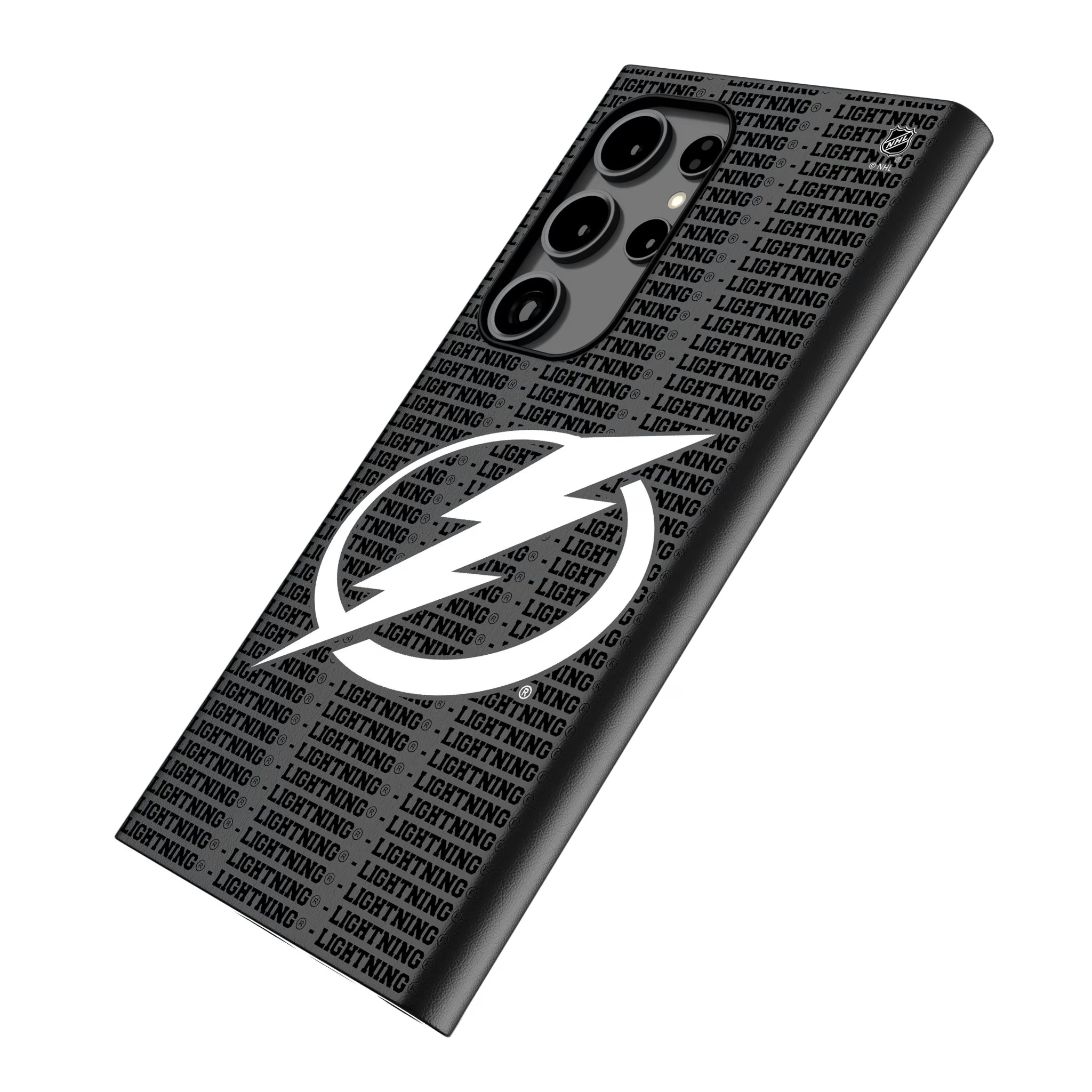 Tampa Bay Lightning Text Backdrop Galaxy MagSafe Compatible Phone Case for Samsung Galaxy - Isometric View
