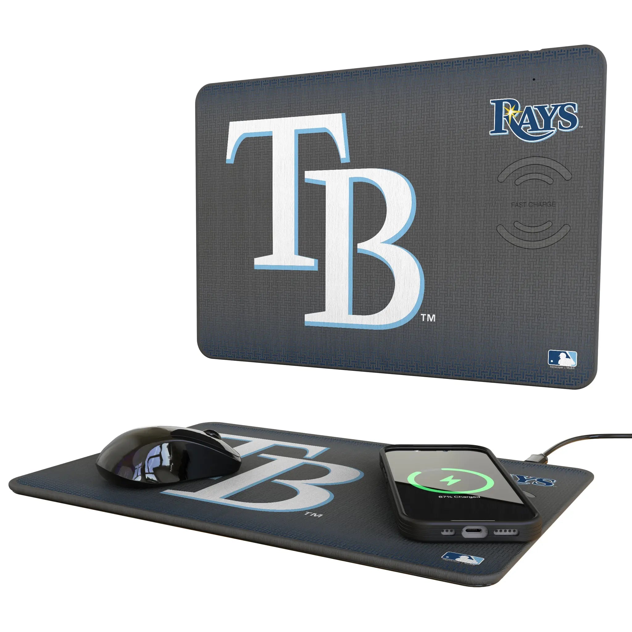 Tampa Bay Rays Linen 15-Watt Wireless Charger and Mouse Pad