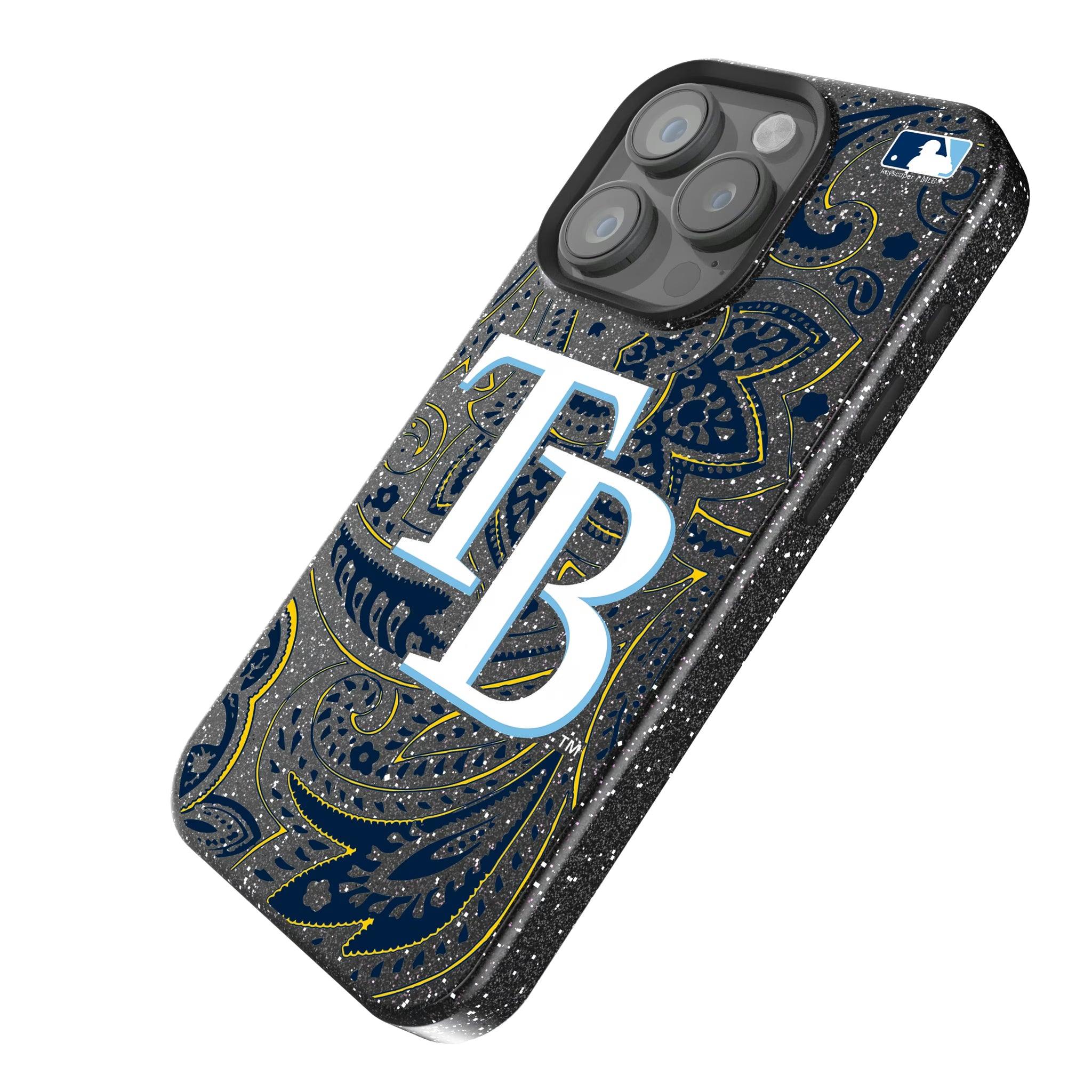 Tampa Bay Rays Paisley iPhone Bling Phone Case for Apple iPhone - Isometric View