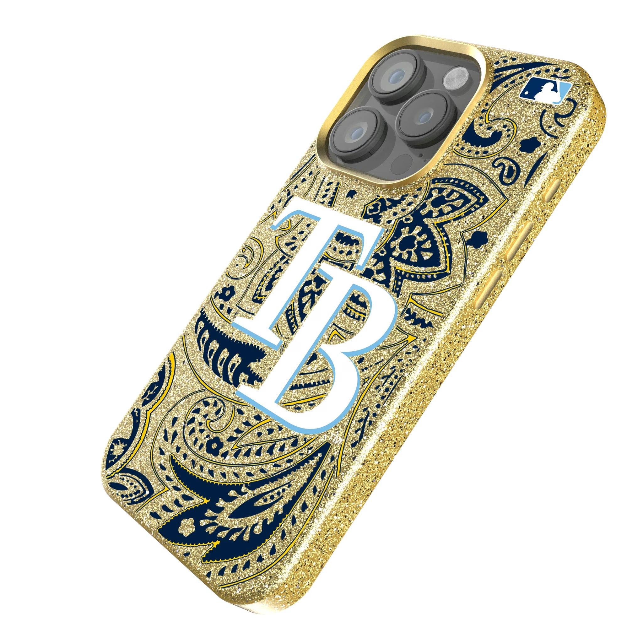 Tampa Bay Rays Paisley iPhone Bling Phone Case for Apple iPhone - Isometric View