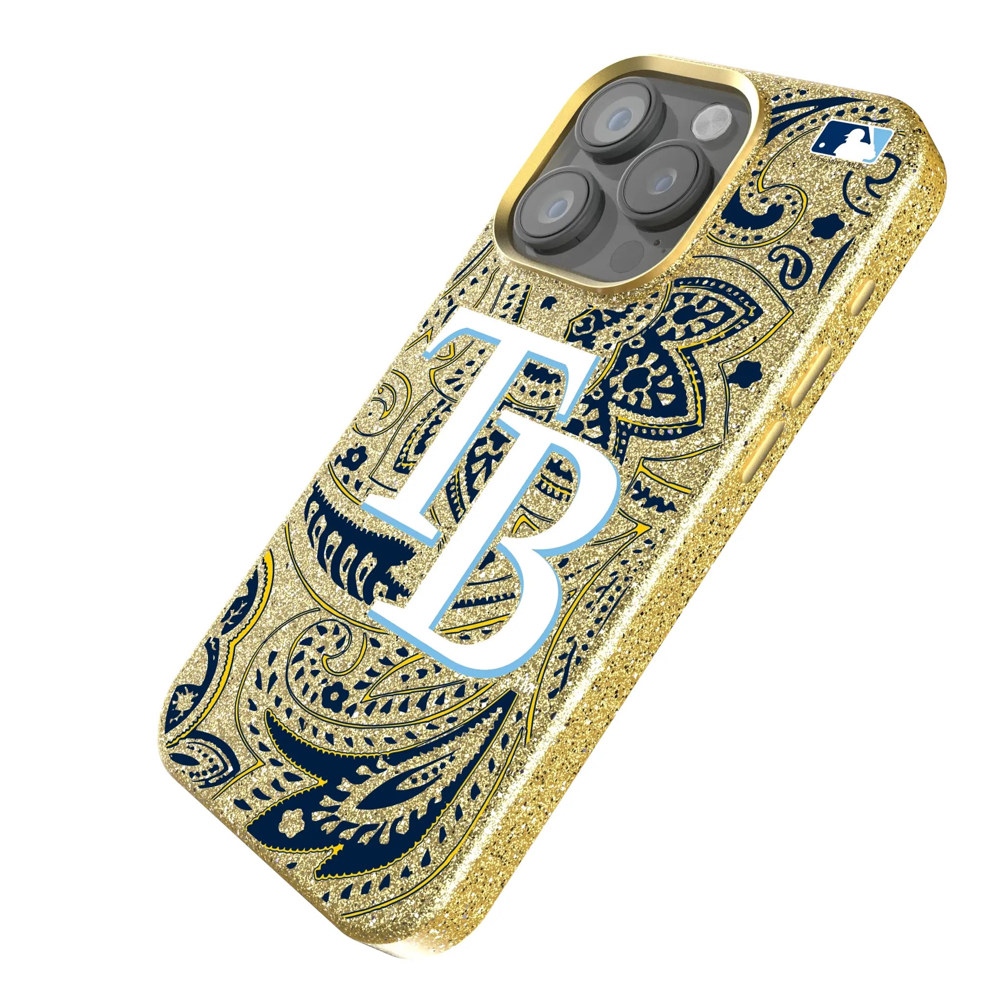 Tampa Bay Rays Paisley iPhone Bling Phone Case for Apple iPhone - Isometric View
