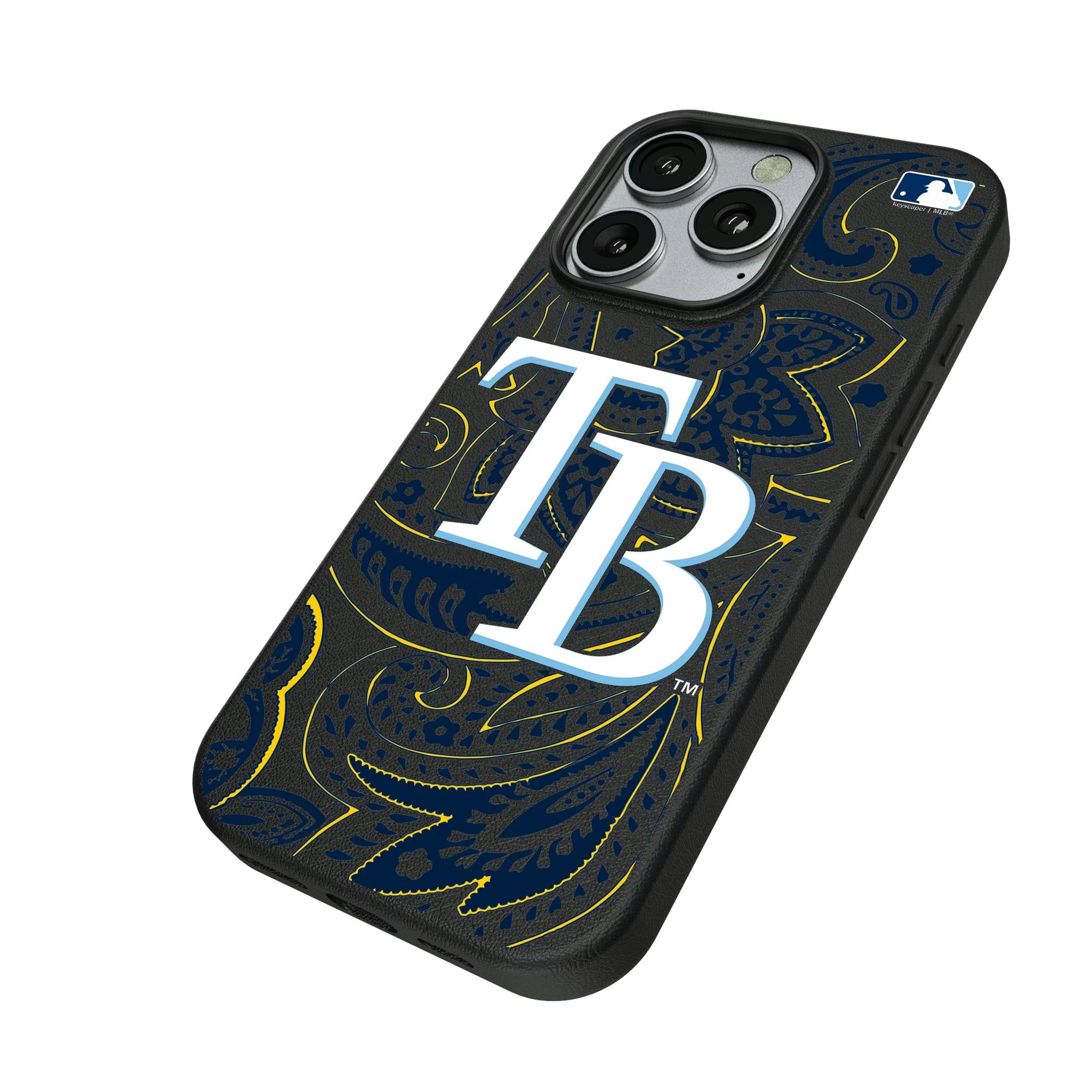 Tampa Bay Rays Paisley iPhone MagSafe Compatible Phone Case for Apple iPhone - Isometric View