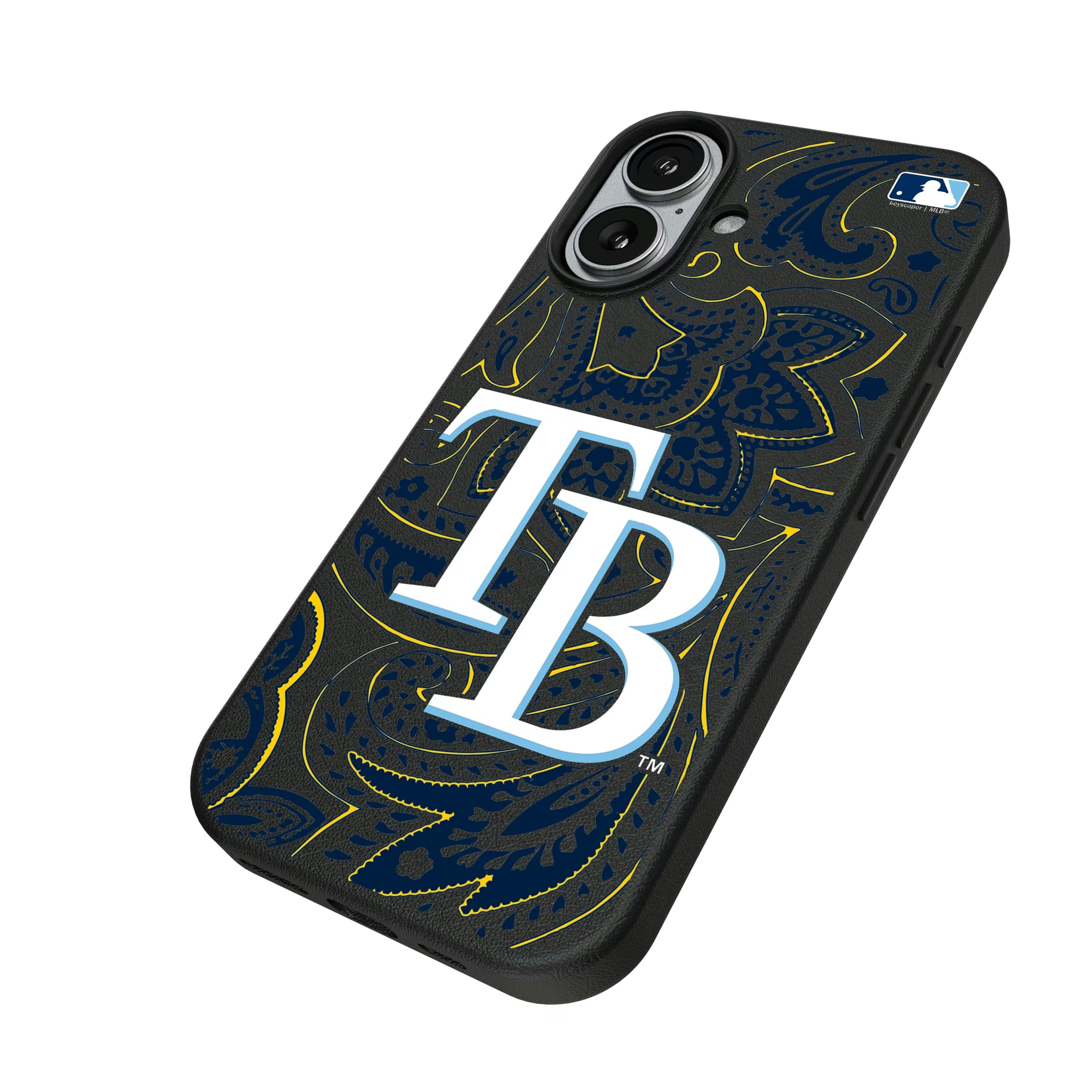 Tampa Bay Rays Paisley iPhone MagSafe Compatible Phone Case for Apple iPhone - Isometric View#Device_iPhone 17