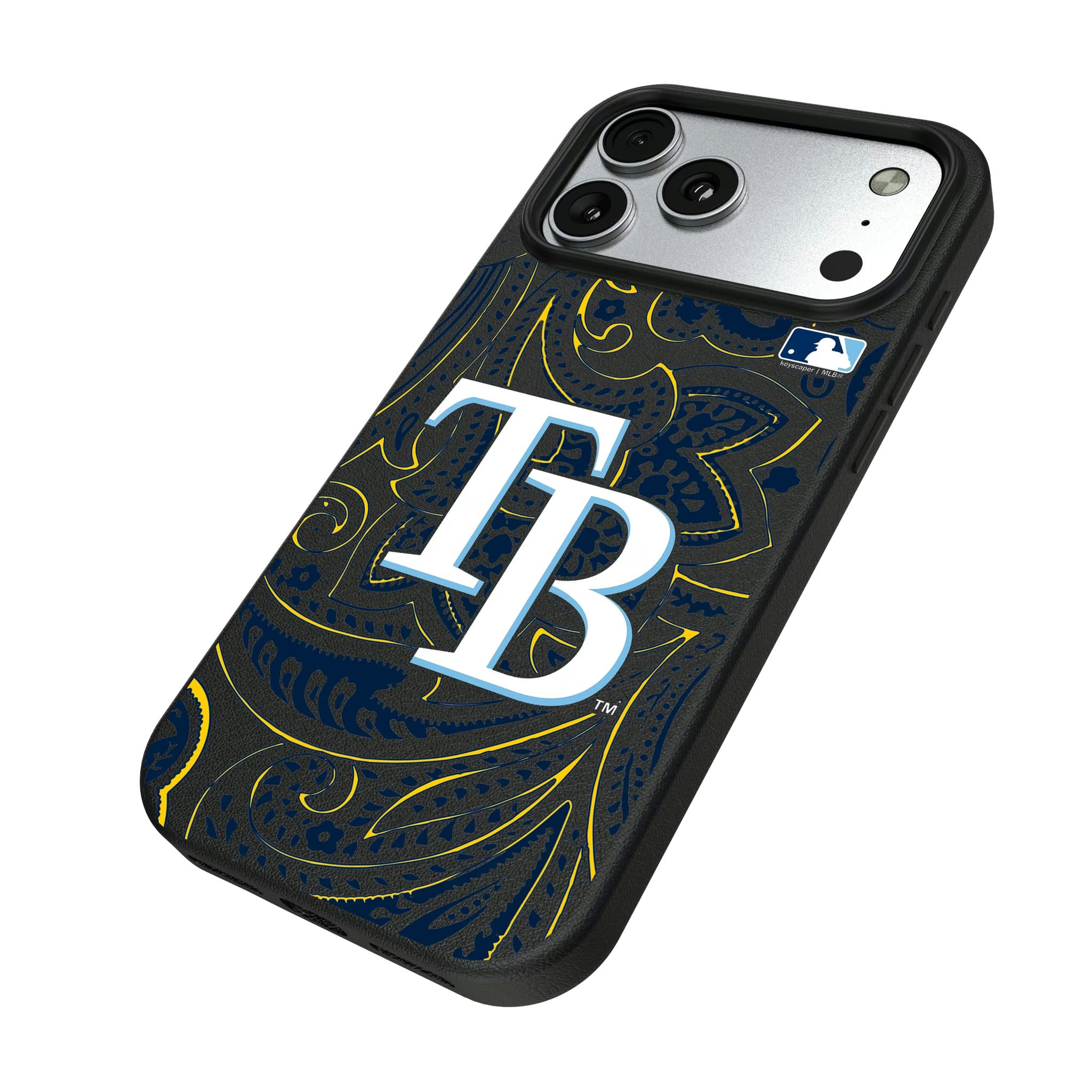 Tampa Bay Rays Paisley iPhone MagSafe Compatible Phone Case for Apple iPhone - Isometric View#Device_iPhone 17 Pro Max