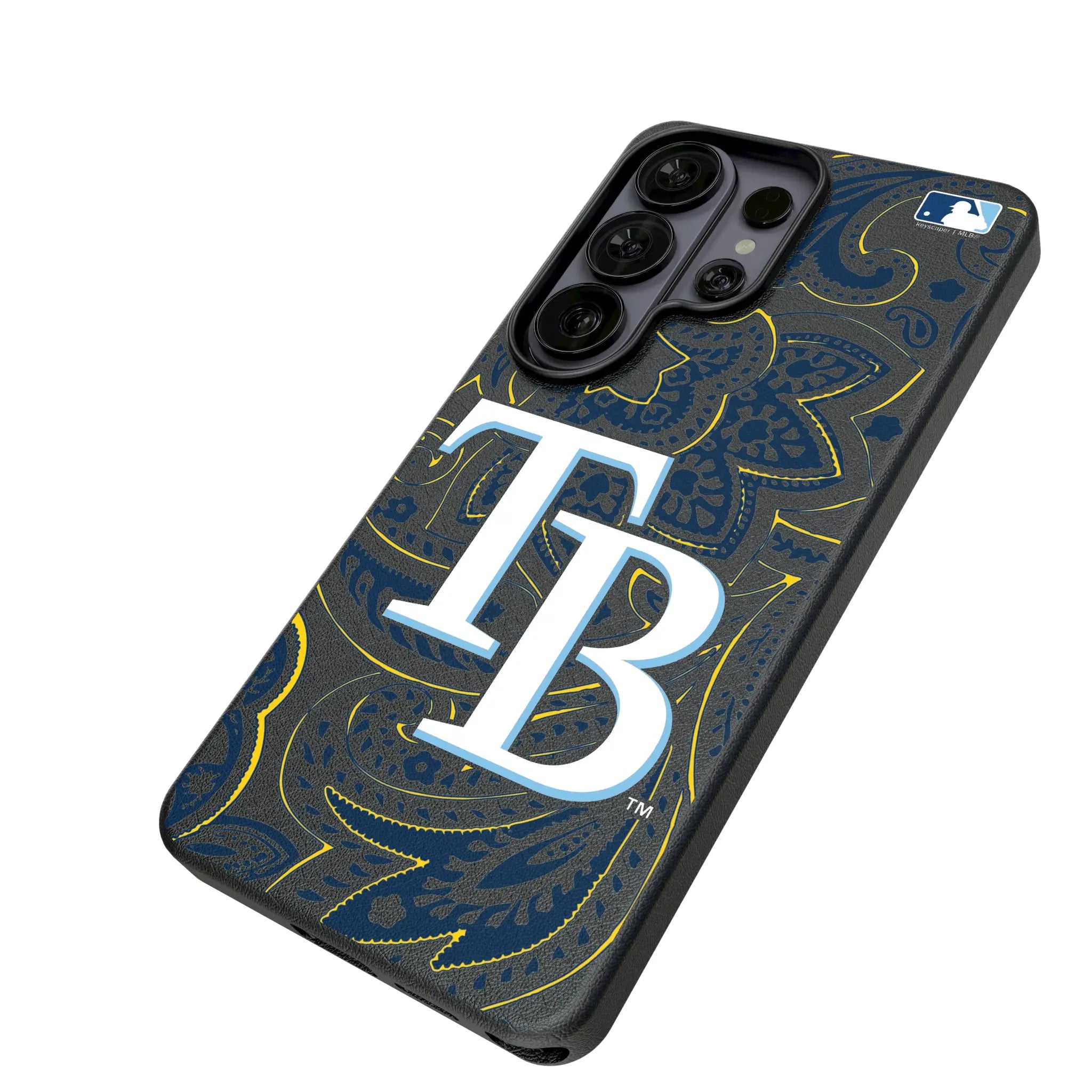 Tampa Bay Rays Paisley Galaxy MagSafe Compatible Phone Case for Samsung Galaxy - Isometric View#Device_Galaxy S26 Ultra