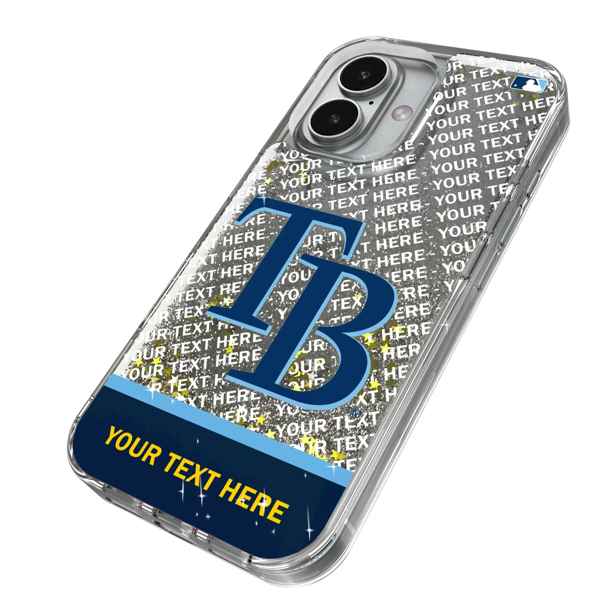 Tampa Bay Rays Personalized EndZone Plus iPhone Glitter Phone Case for Apple iPhone - Isometric View