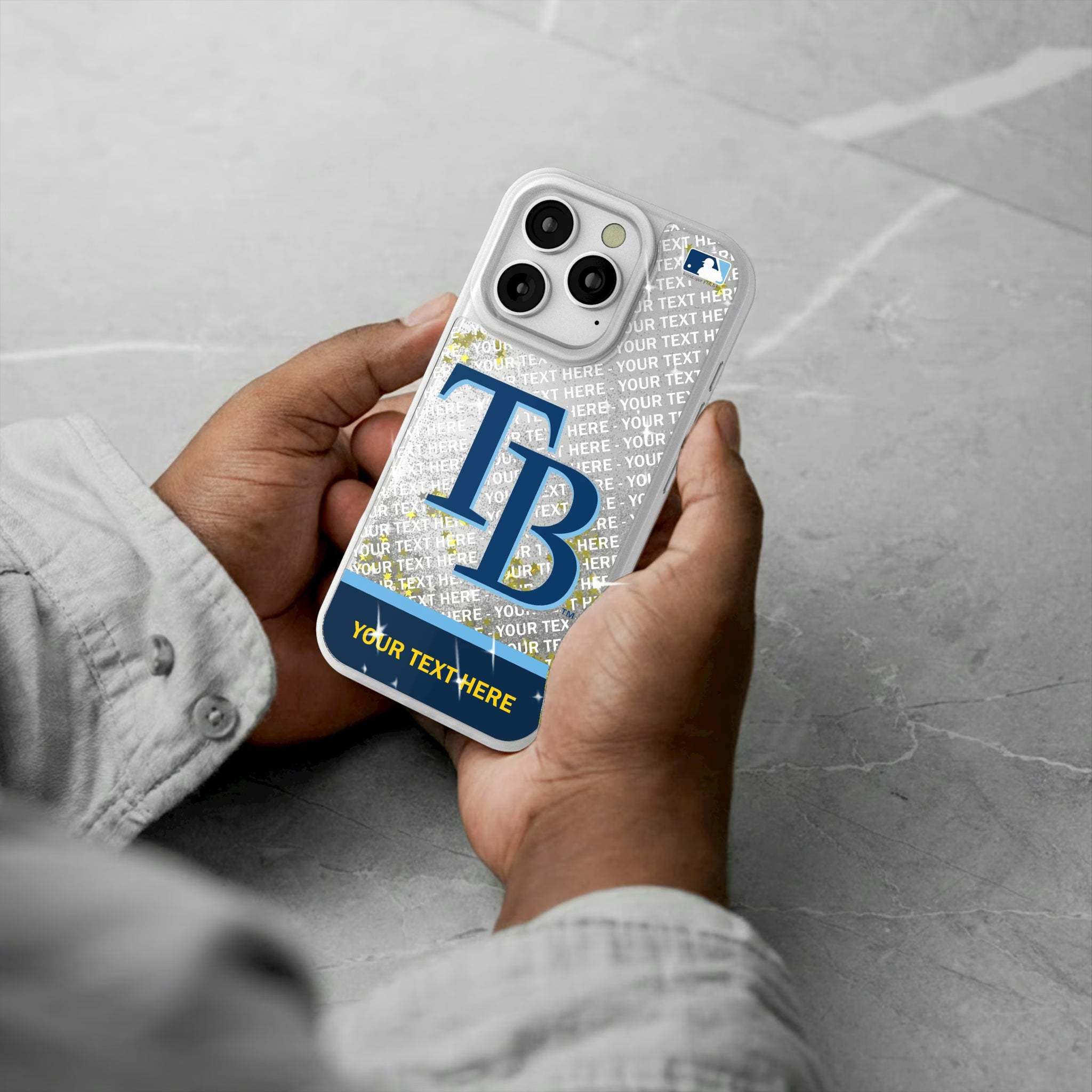 Tampa Bay Rays Personalized EndZone Plus iPhone Glitter Phone Case for Apple iPhone - Lifestyle#Device_iPhone 16 Pro