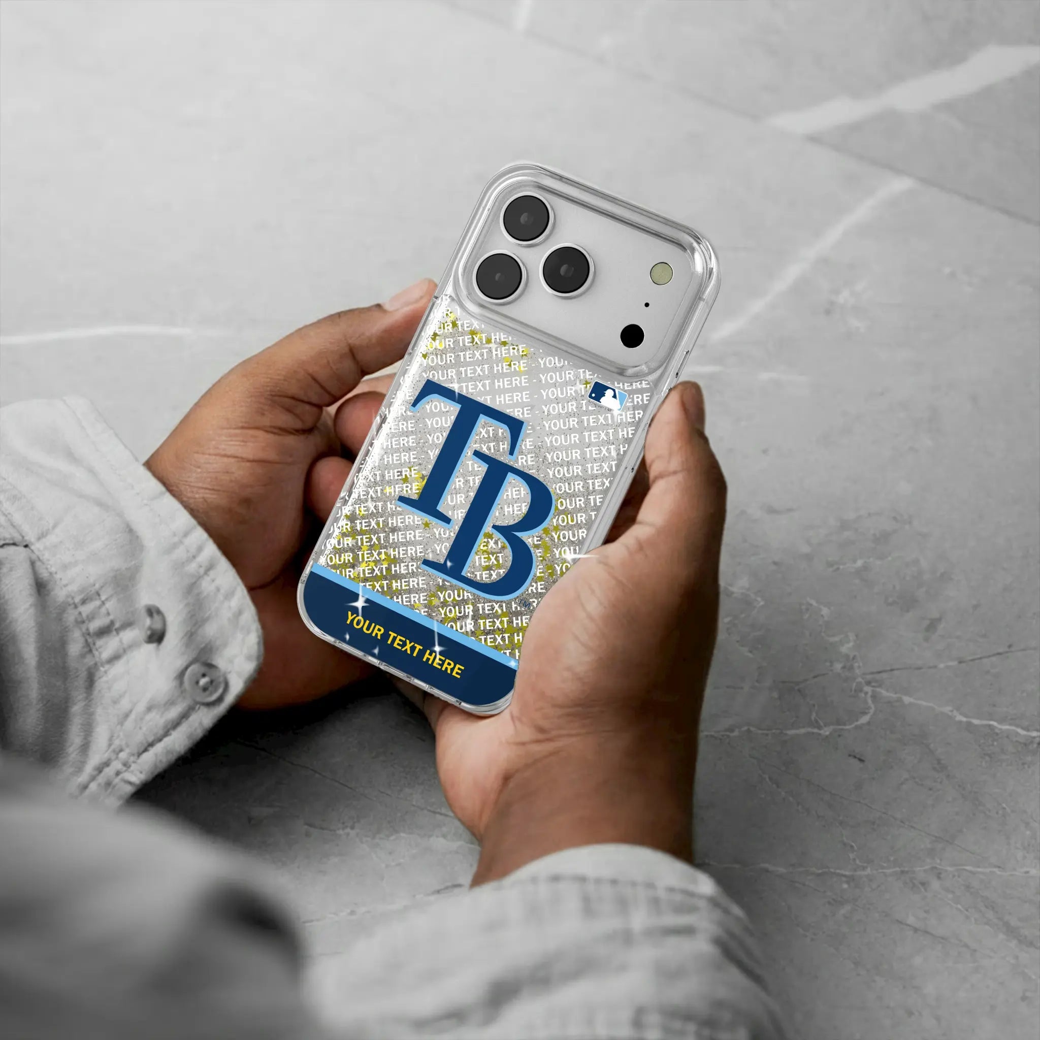 Tampa Bay Rays Personalized EndZone Plus iPhone Glitter Phone Case for Apple iPhone - Lifestyle#Device_iPhone 17 Pro