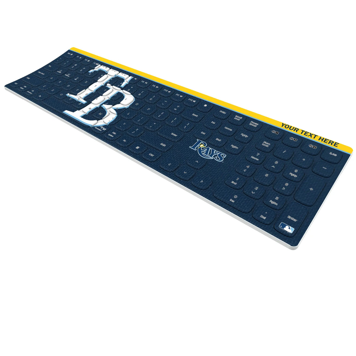 Tampa Bay Rays Personalized Endzone Solid KKB605 Curved Wireless Keyboard - Isometric View