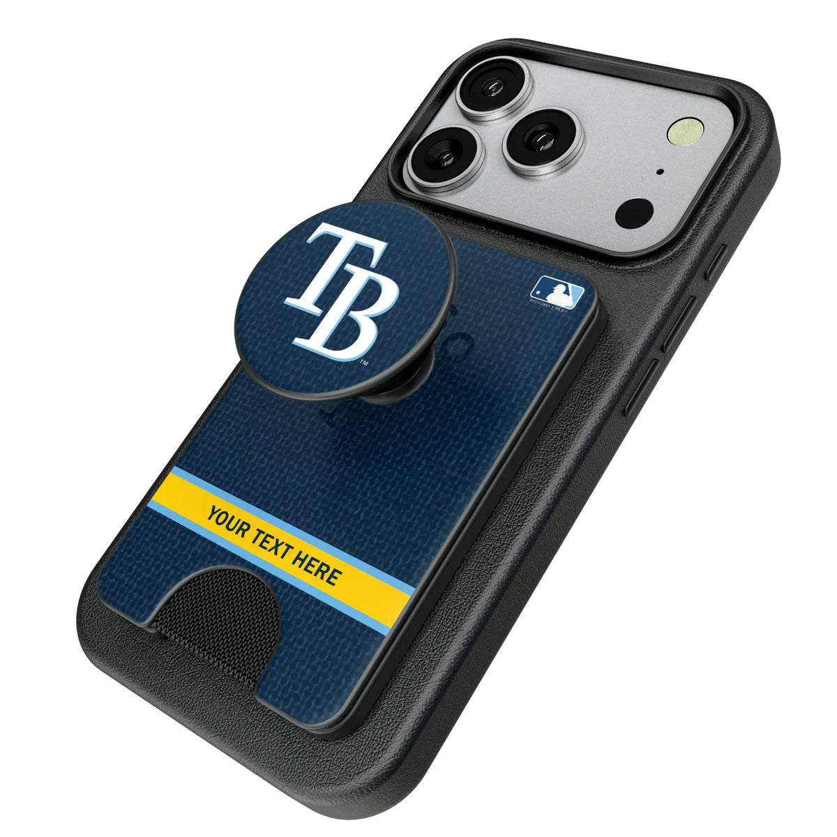 Tampa Bay Rays Personalized Endzone Solid Popsockets Wallet Magnetic - Isometric View