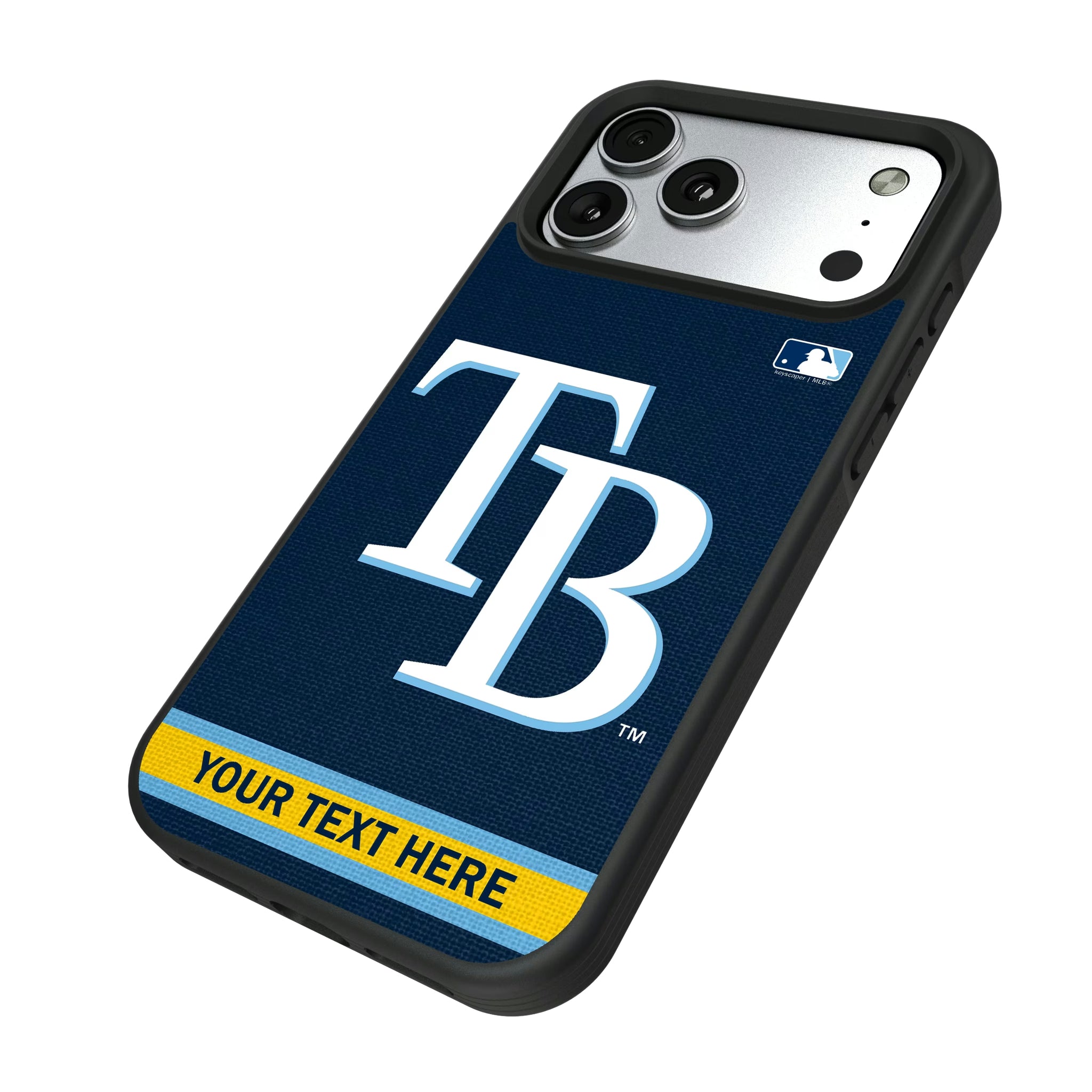 Tampa Bay Rays Personalized Stripe iPhone Bump Phone Case for Apple iPhone - Isometric View#Device_iPhone 17 Pro Max