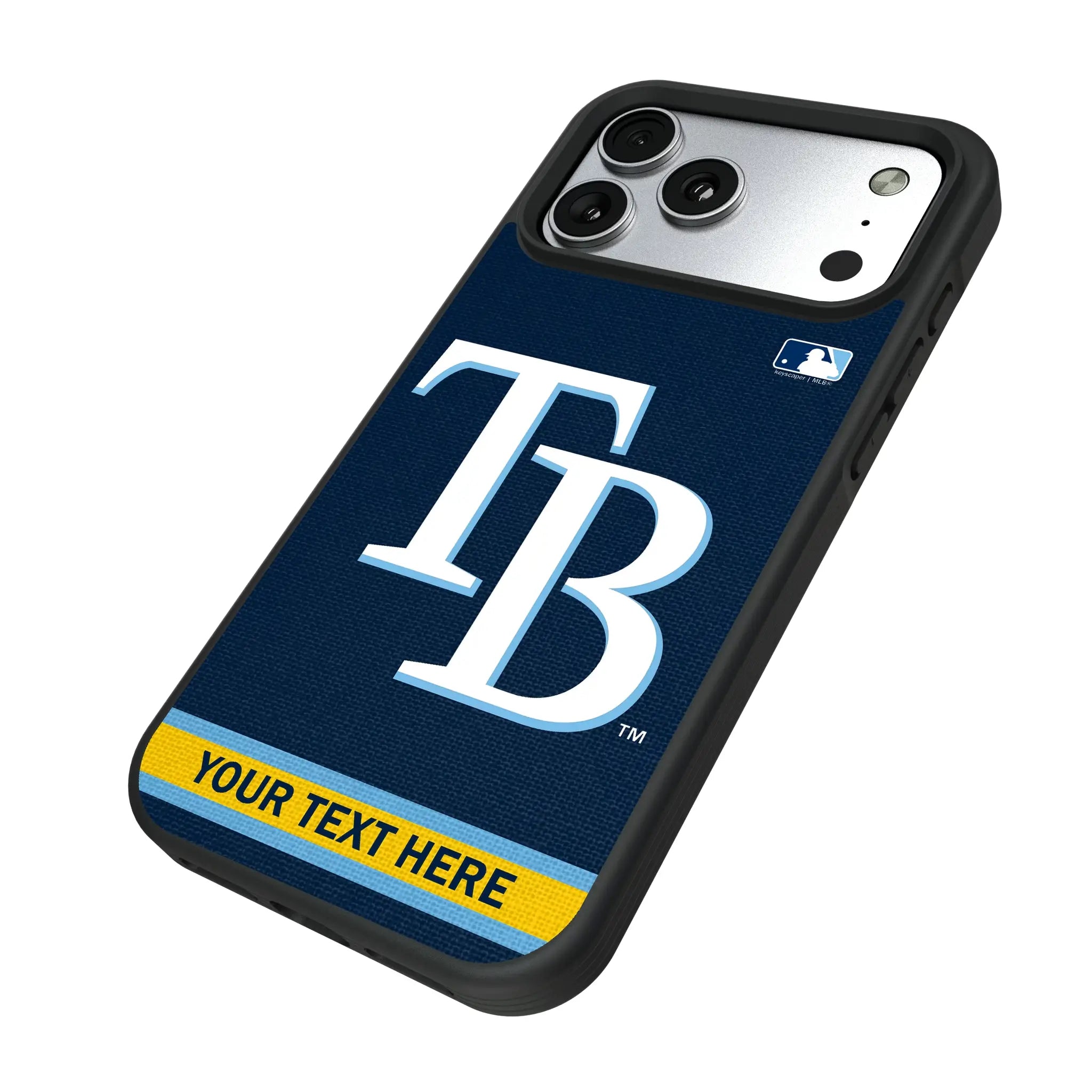 Tampa Bay Rays Personalized Stripe iPhone Bump Phone Case for Apple iPhone - Isometric View#Device_iPhone 17 Pro Max
