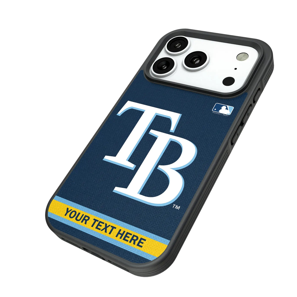 Tampa Bay Rays Personalized Stripe iPhone Bump Phone Case for Apple iPhone - Isometric View#Device_iPhone 18 Pro