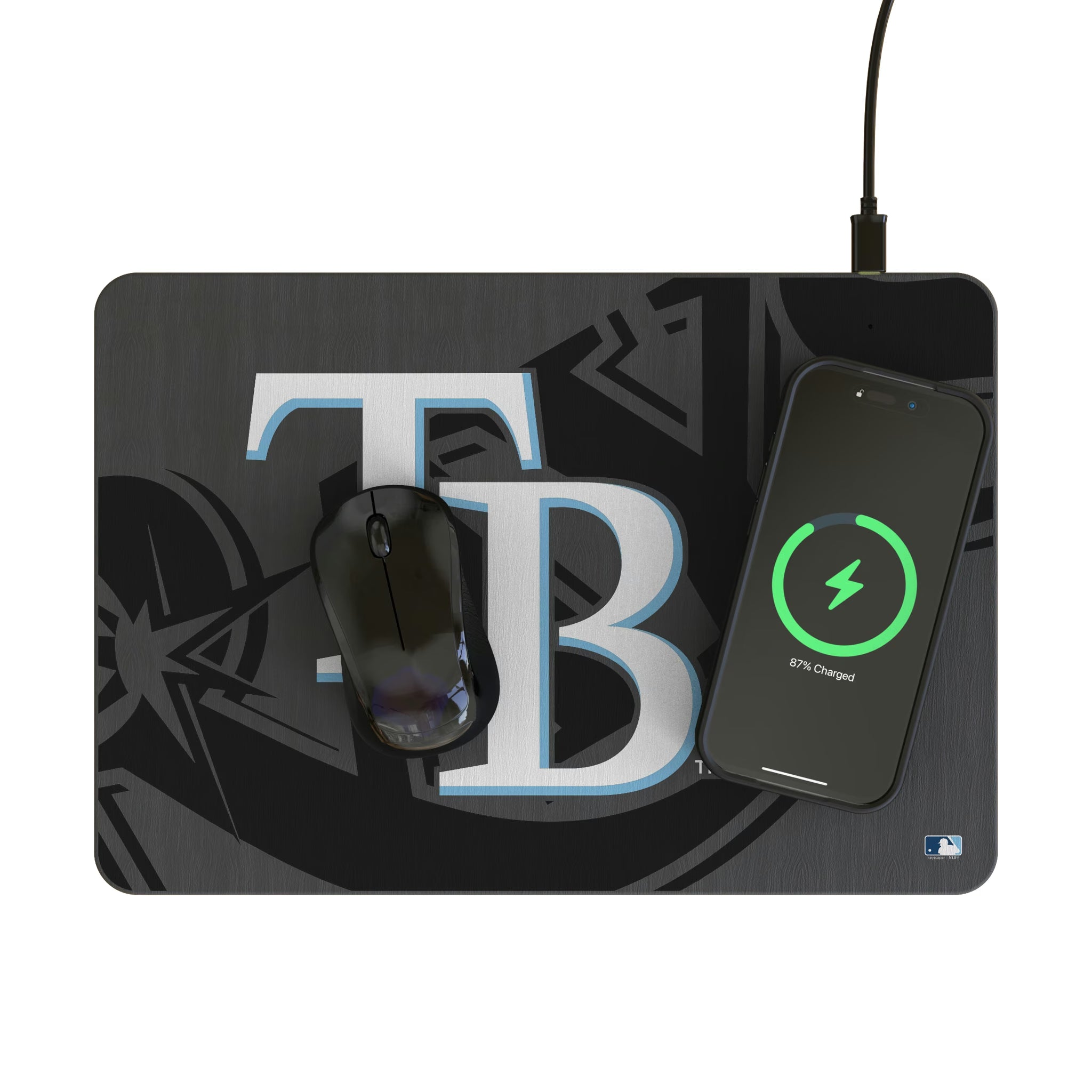 Tampa Bay Rays Personalized Tilt 15-Watt Wireless Charger and Mouse Pad - Lifestyle