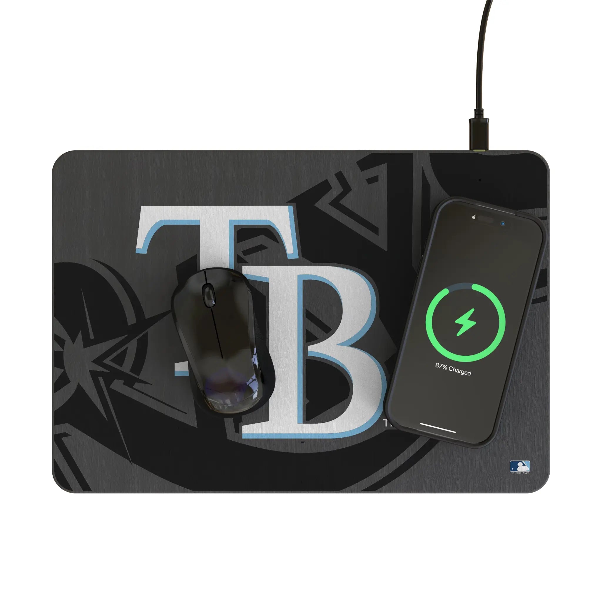 Tampa Bay Rays Personalized Tilt 15-Watt Wireless Charger and Mouse Pad - Lifestyle