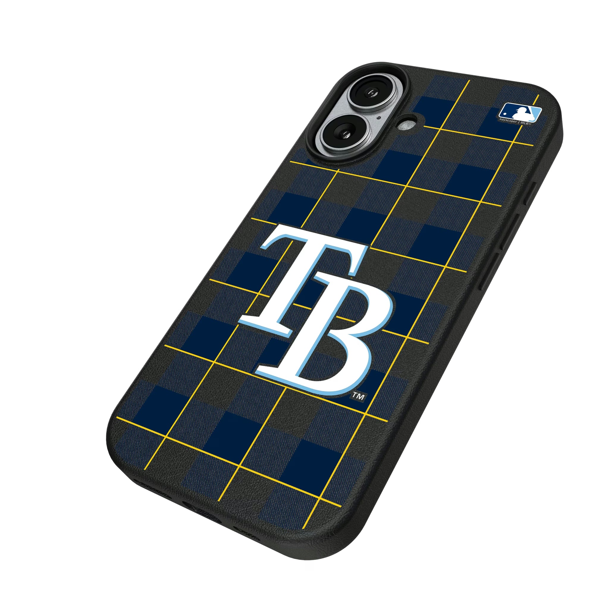 Tampa Bay Rays Plaid iPhone MagSafe Compatible Phone Case for Apple iPhone - Isometric View#Device_iPhone 17