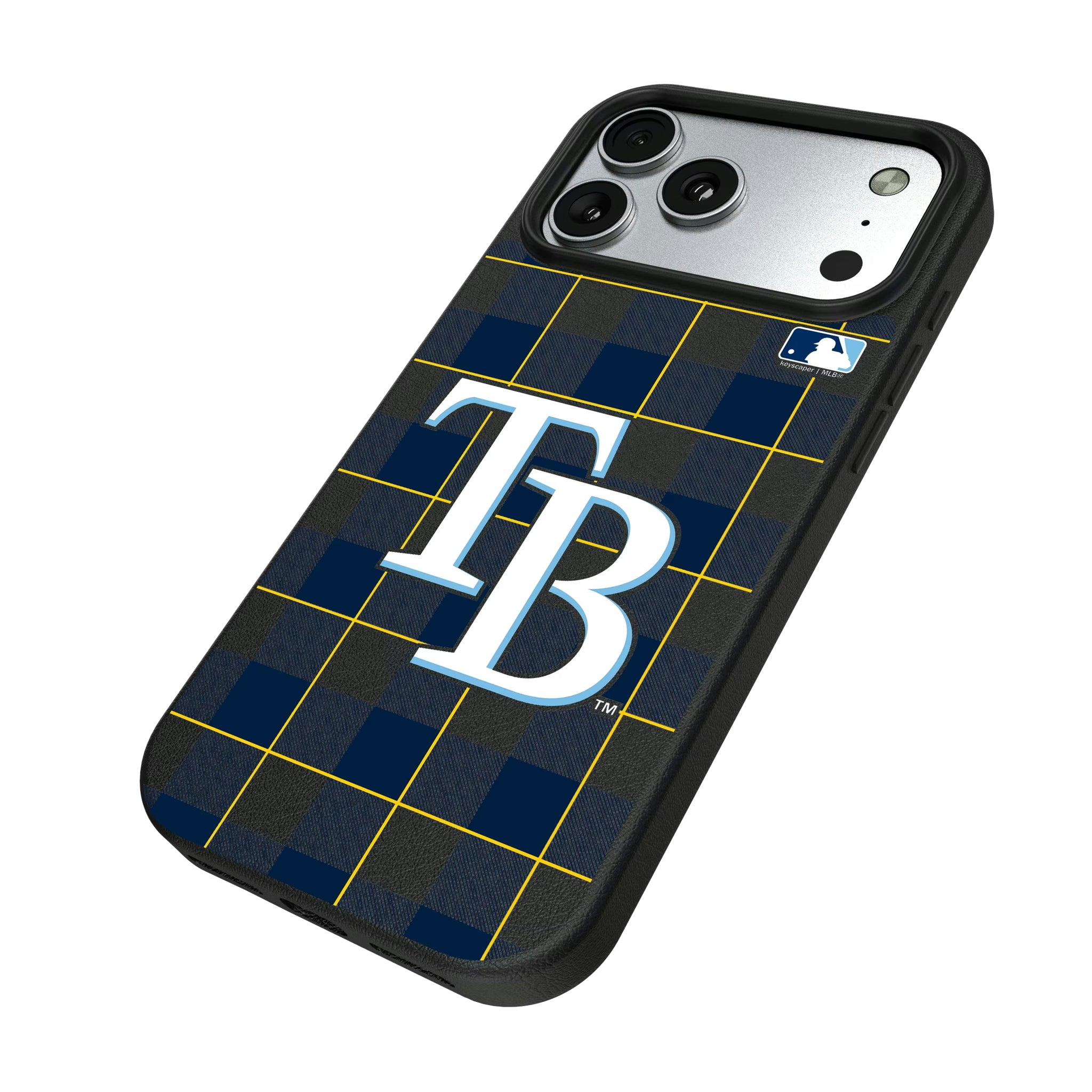 Tampa Bay Rays Plaid iPhone MagSafe Compatible Phone Case for Apple iPhone - Isometric View#Device_iPhone 17 Pro Max