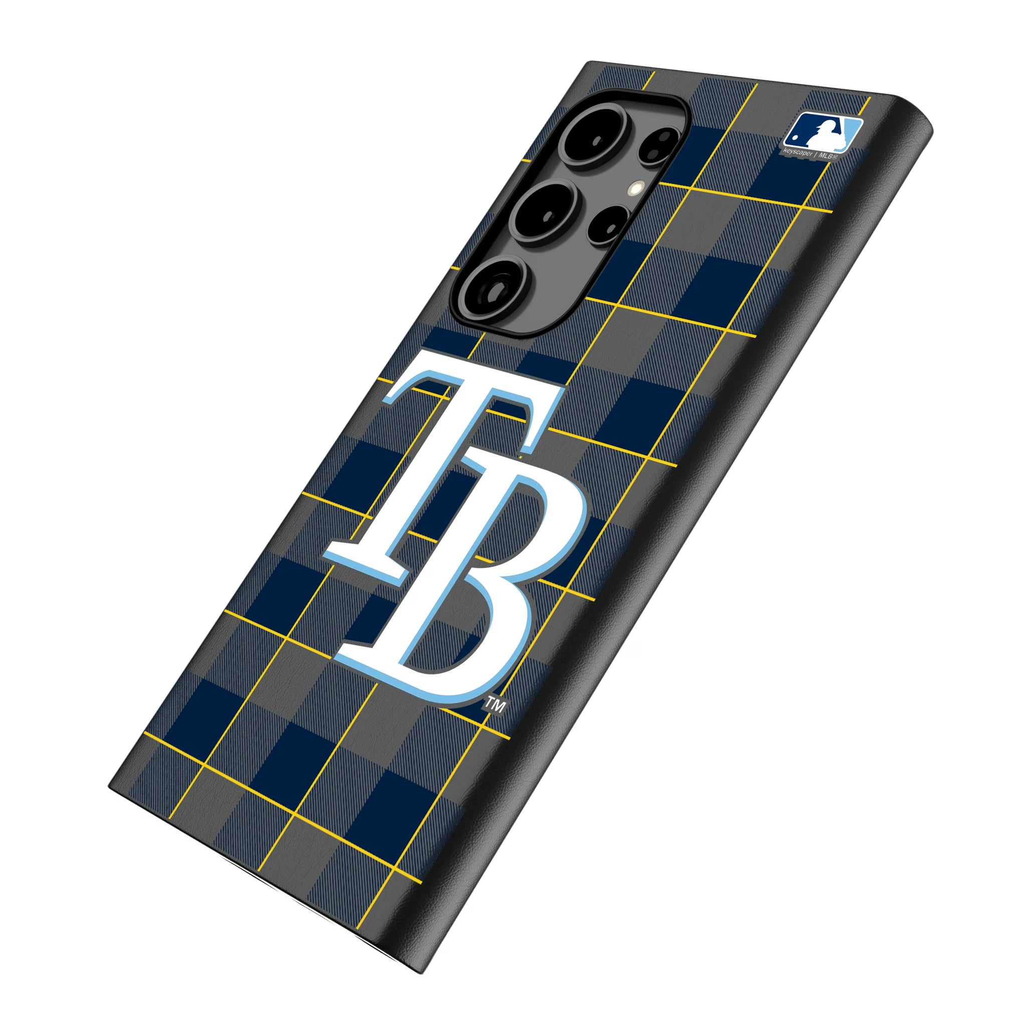 Tampa Bay Rays Plaid Galaxy MagSafe Compatible Phone Case for Samsung Galaxy - Isometric View