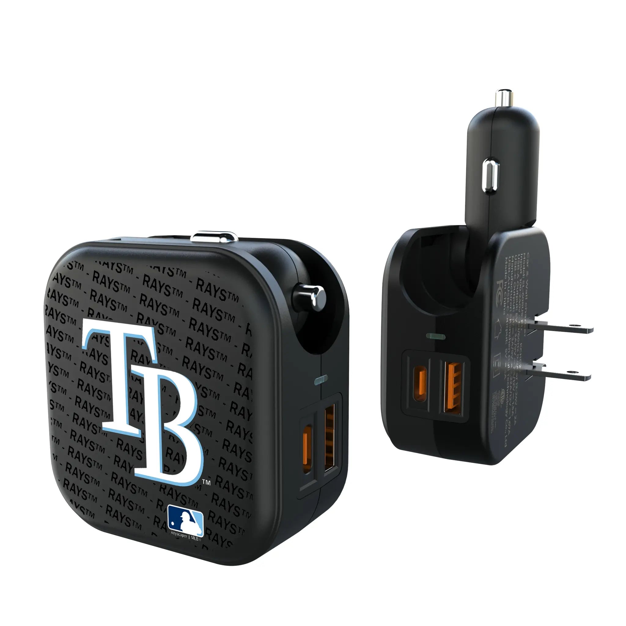 Tampa Bay Rays Text Backdrop 2 in 1 USB A/C Charger