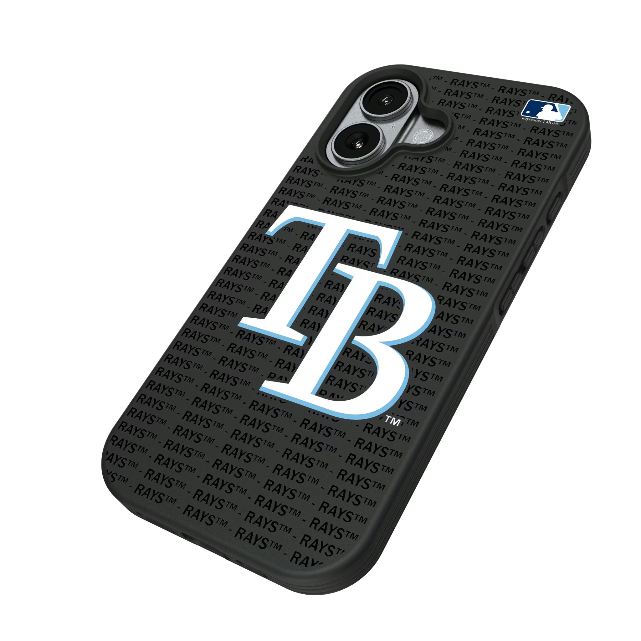 Tampa Bay Rays Text Backdrop iPhone Bump Phone Case for Apple iPhone - Isometric View#Device_iPhone 17