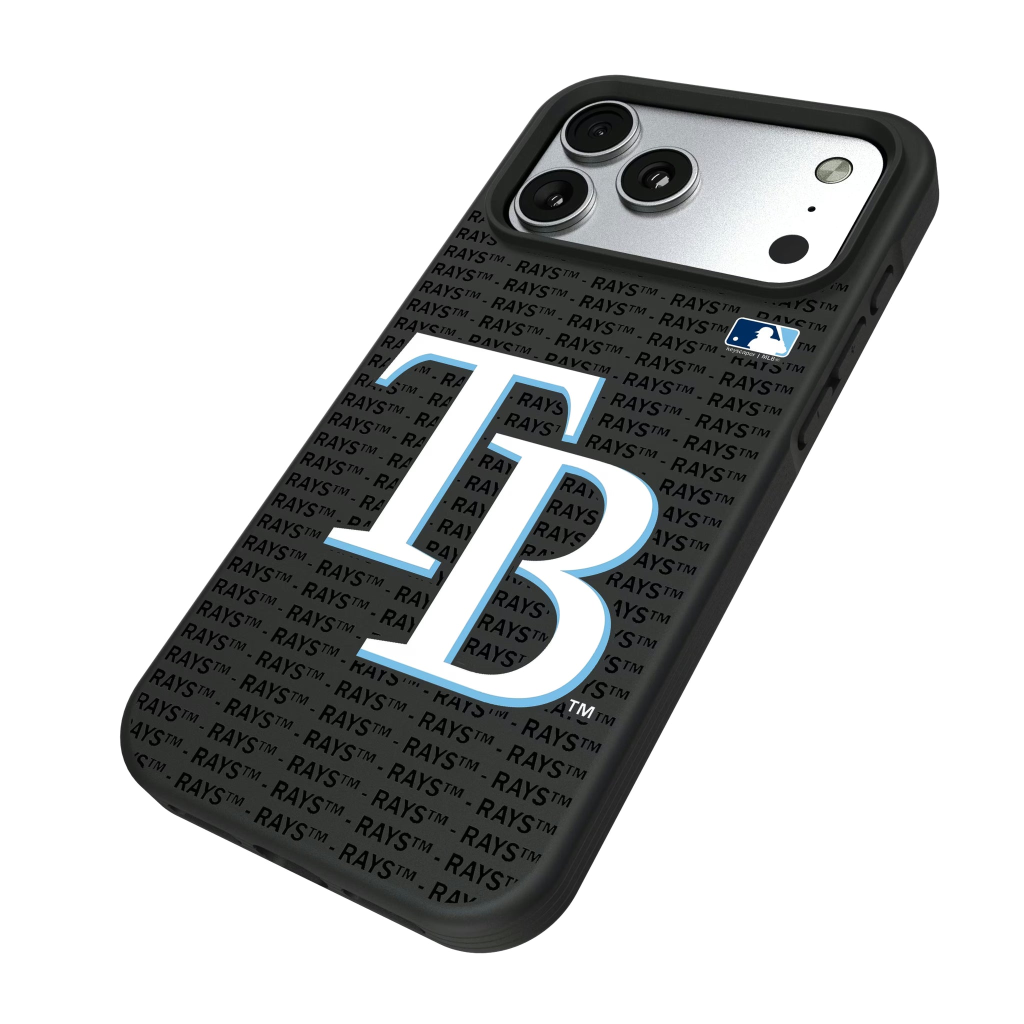 Tampa Bay Rays Text Backdrop iPhone Bump Phone Case for Apple iPhone - Isometric View#Device_iPhone 17 Pro Max