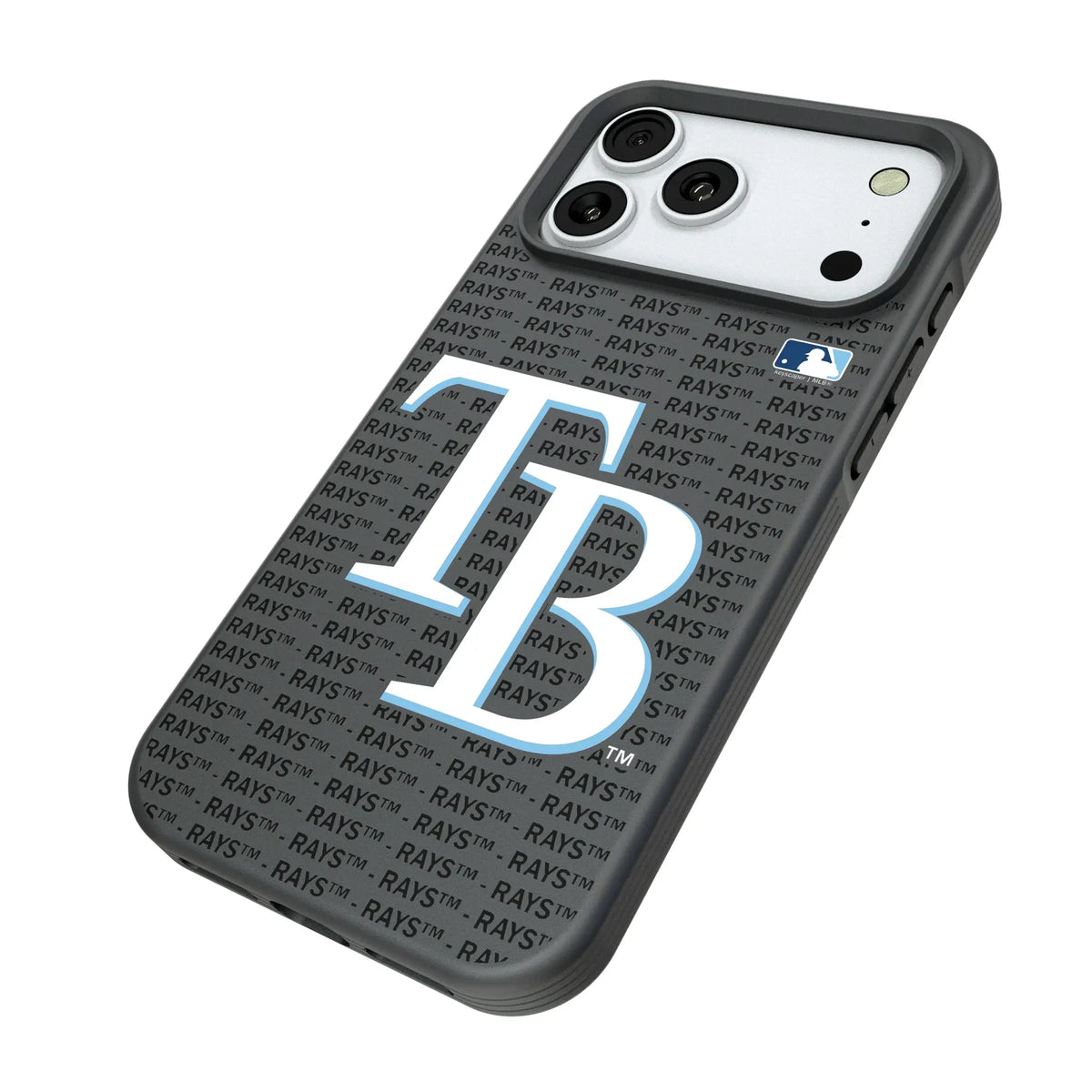 Tampa Bay Rays Text Backdrop iPhone Bump Phone Case for Apple iPhone - Isometric View#Device_iPhone 18 Pro Max