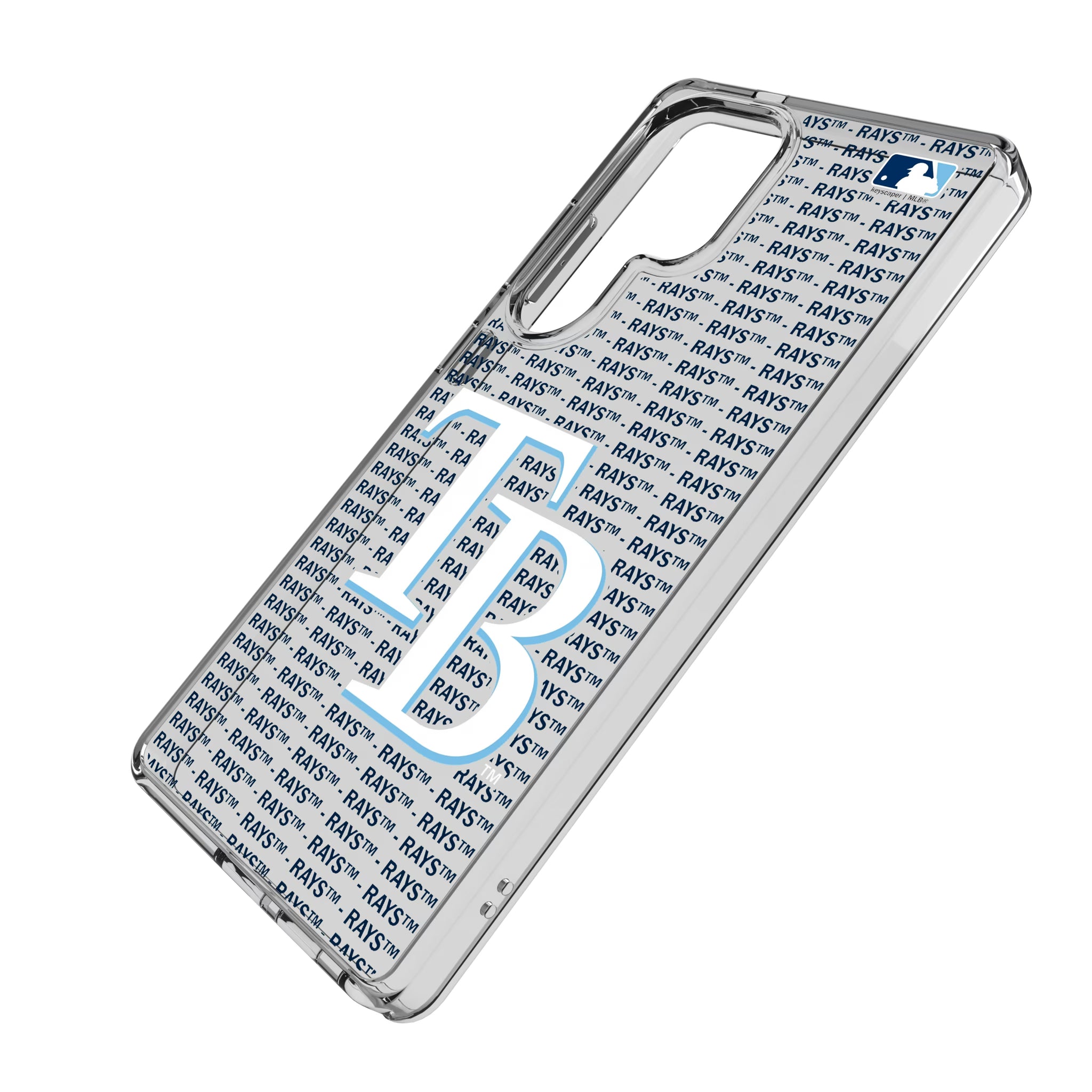 Tampa Bay Rays Text Backdrop Galaxy Clear Phone Case for Samsung Galaxy - Isometric View