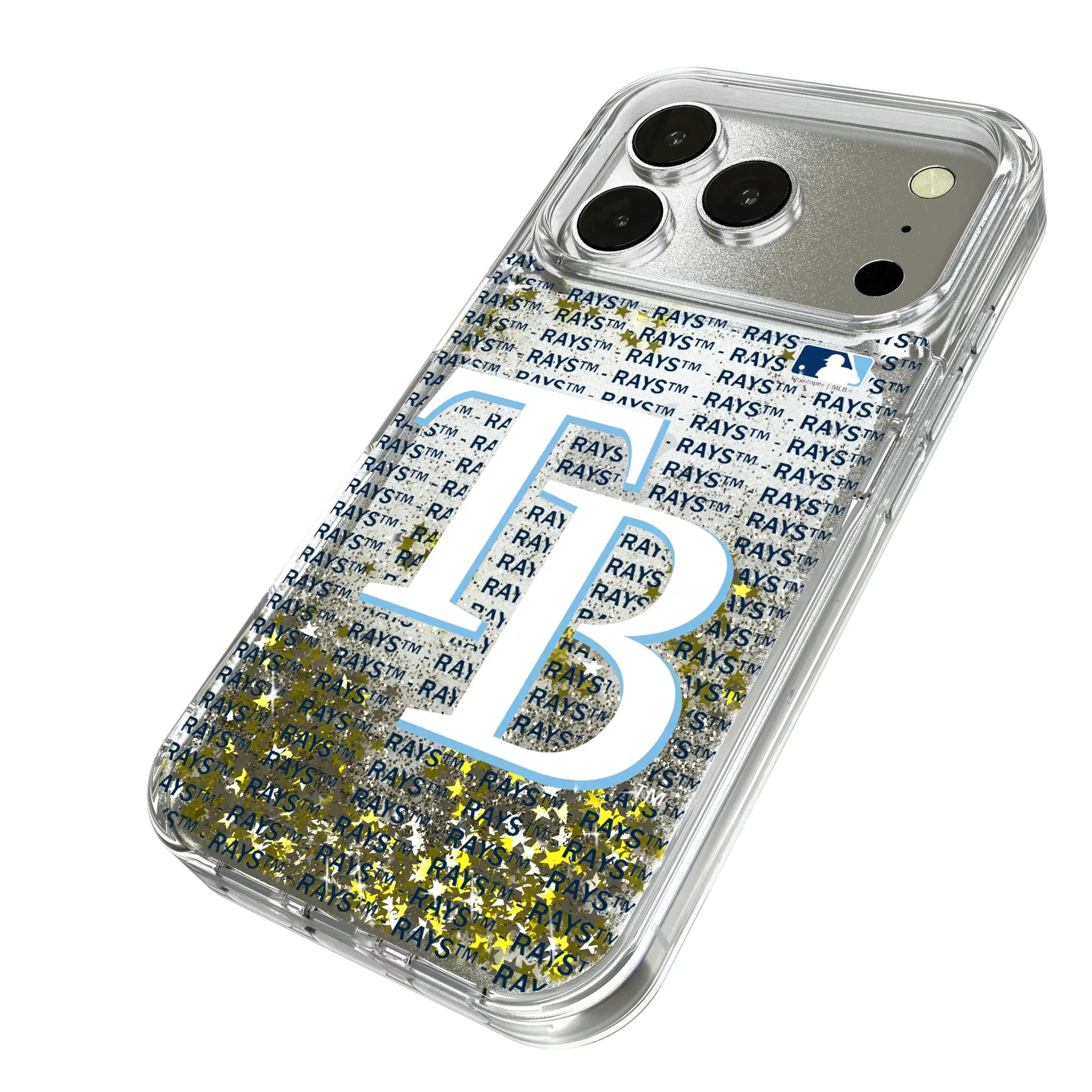 Tampa Bay Rays Text Backdrop iPhone Glitter Phone Case for Apple iPhone - Isometric View