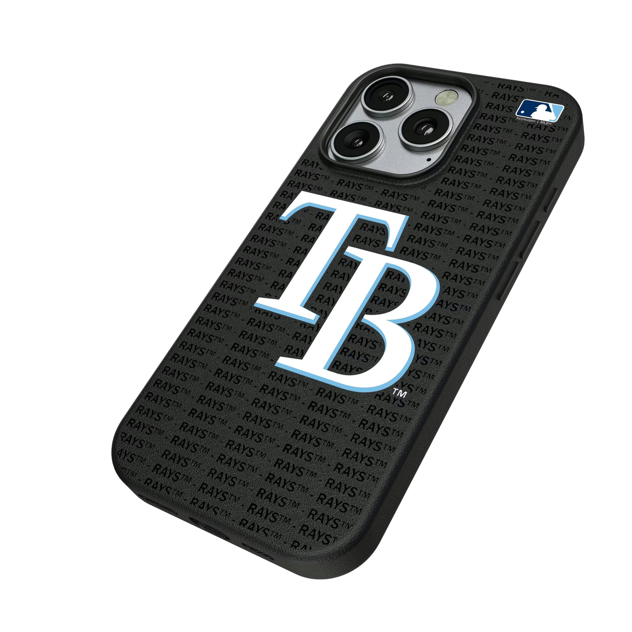 Tampa Bay Rays Text Backdrop iPhone MagSafe Compatible Phone Case for Apple iPhone - Isometric View