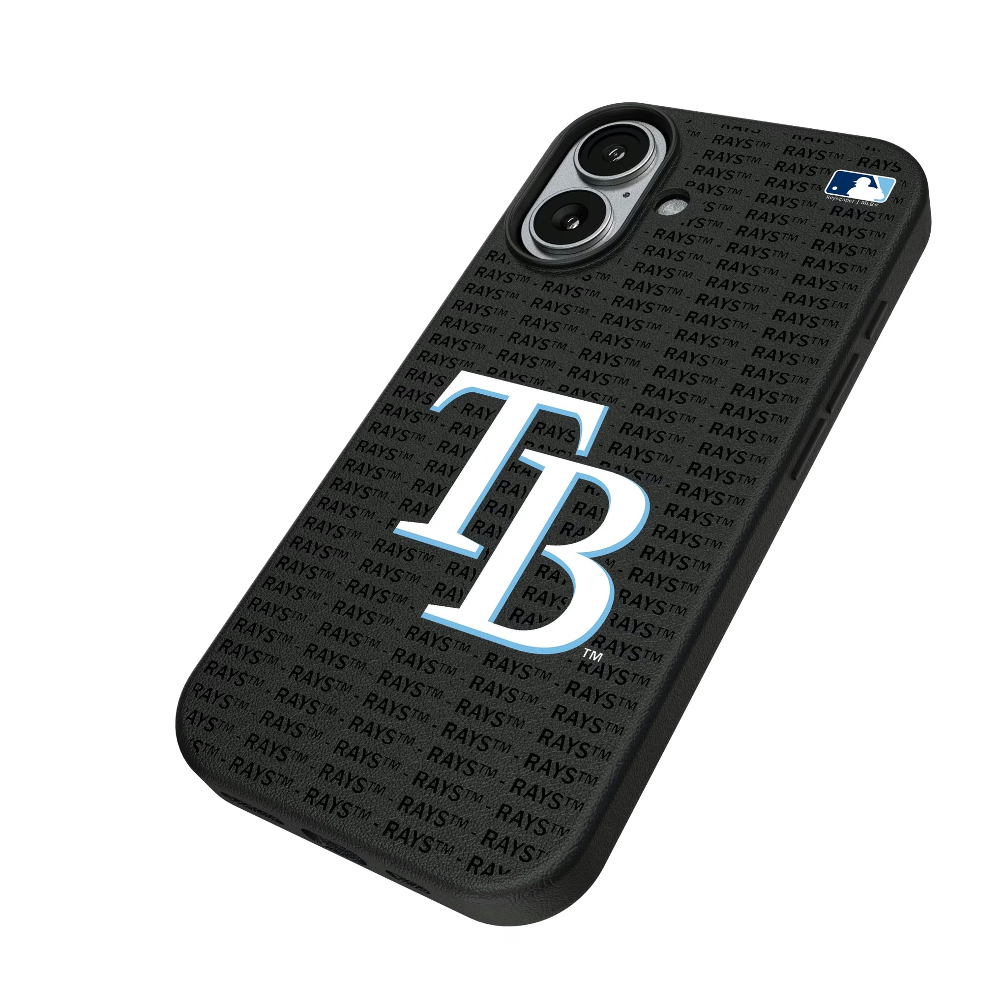 Tampa Bay Rays Text Backdrop iPhone MagSafe Compatible Phone Case for Apple iPhone - Isometric View#Device_iPhone 17
