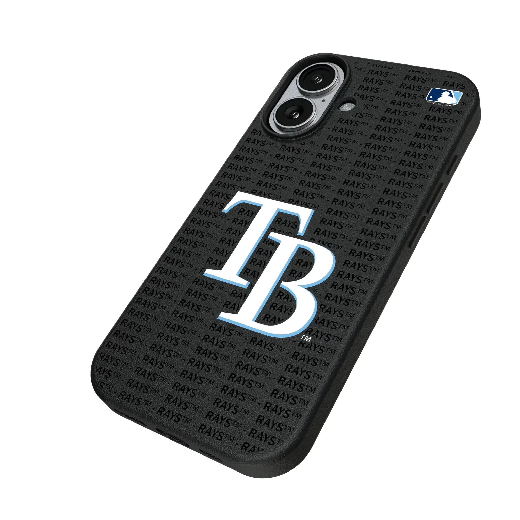 Tampa Bay Rays Text Backdrop iPhone MagSafe Compatible Phone Case for Apple iPhone - Isometric View#Device_iPhone 17