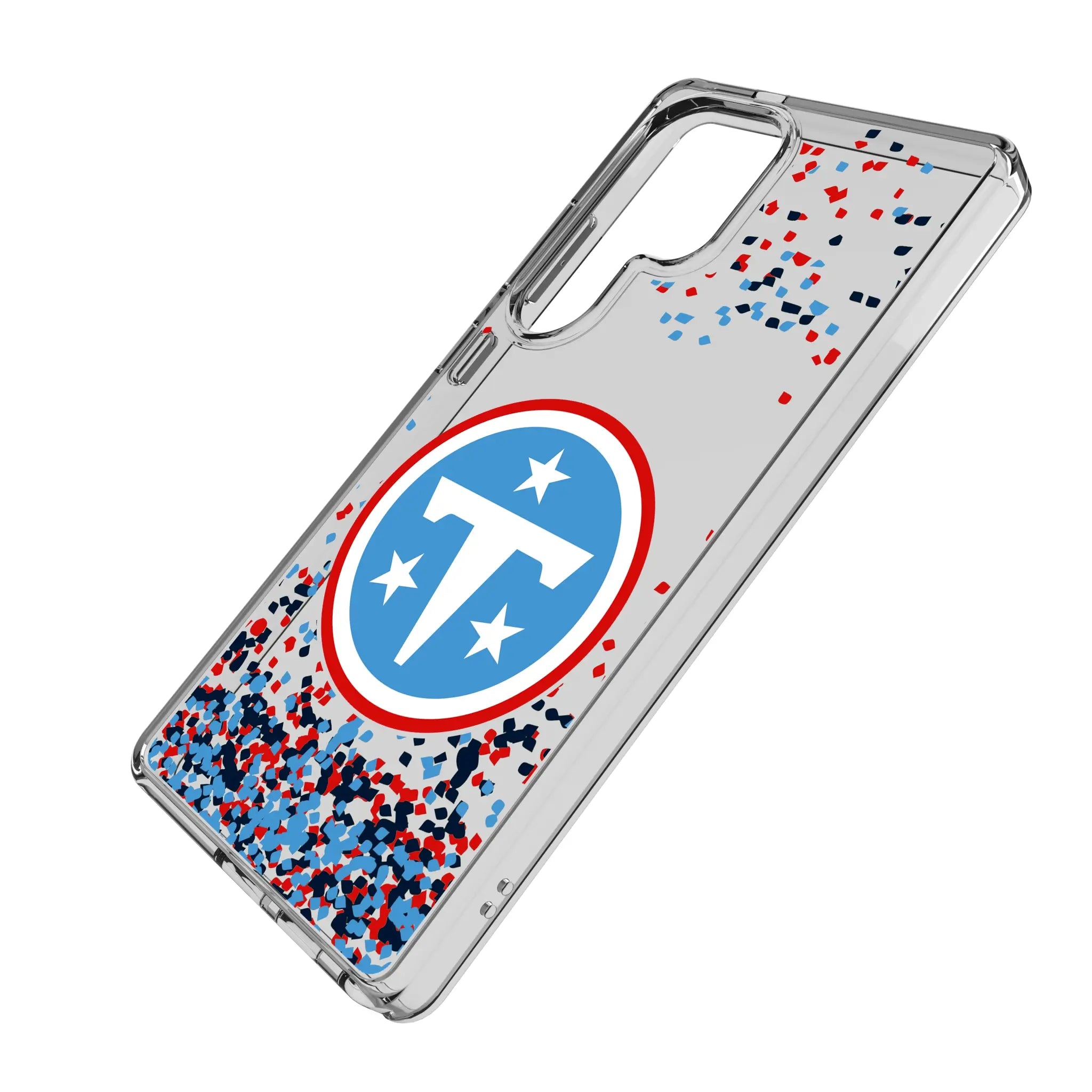 Tennessee Titans Confetti Galaxy Clear Phone Case for Samsung Galaxy - Isometric View#Device_Galaxy S25 Ultra