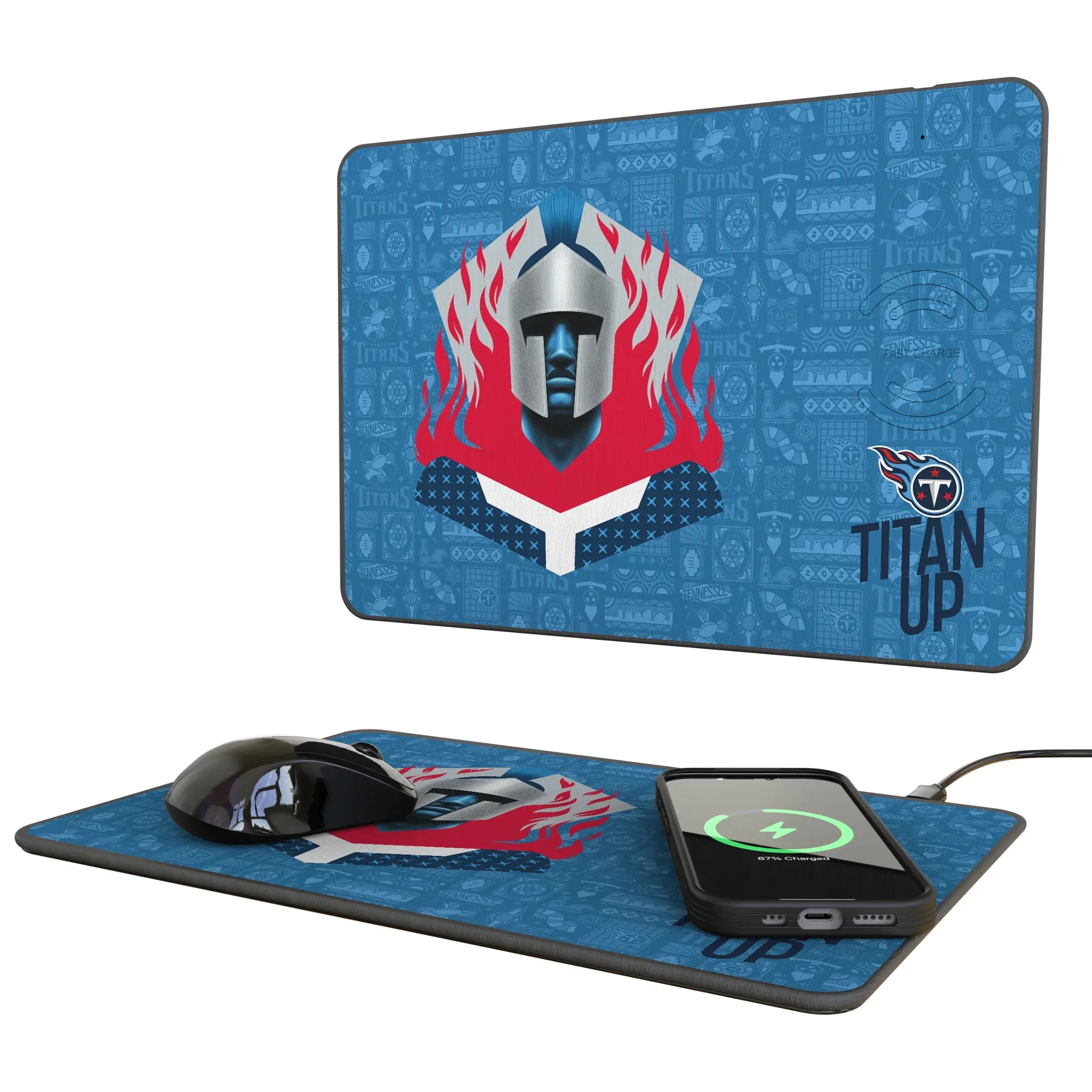 Tennessee Titans Deco 15-Watt Wireless Charger and Mouse Pad